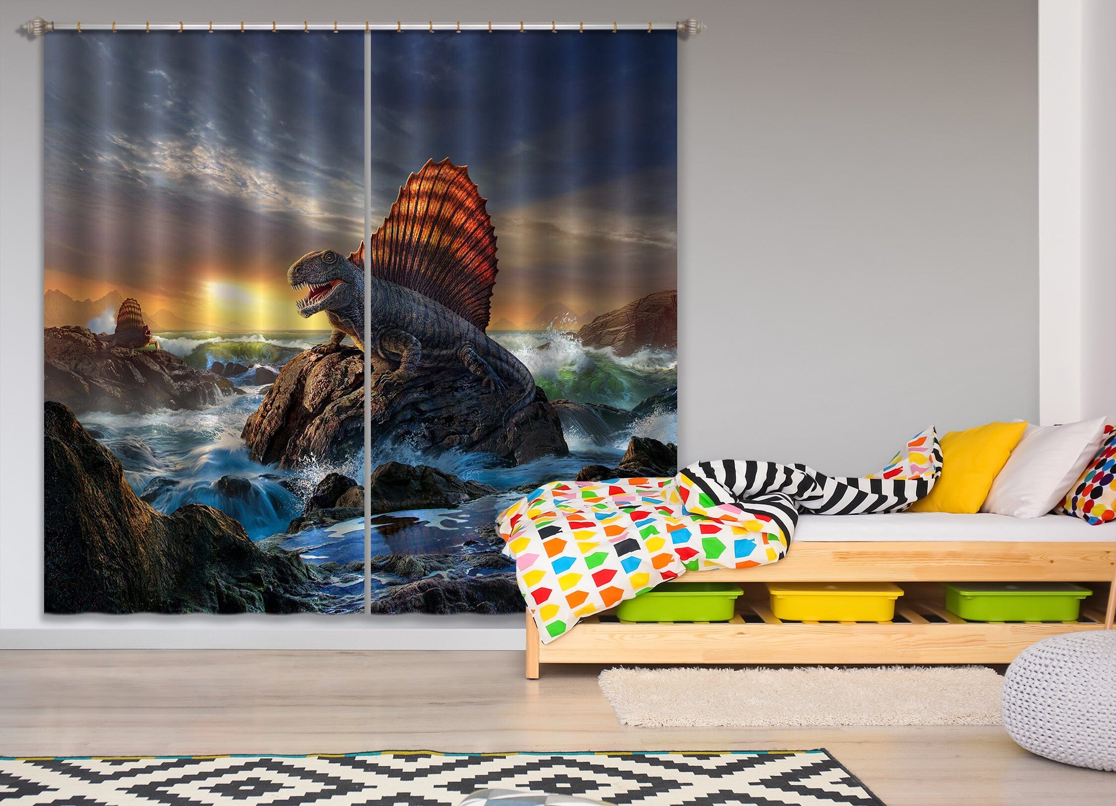 3D Giant Tsunami 058 Jerry LoFaro Curtain Curtains Drapes Curtains AJ Creativity Home 