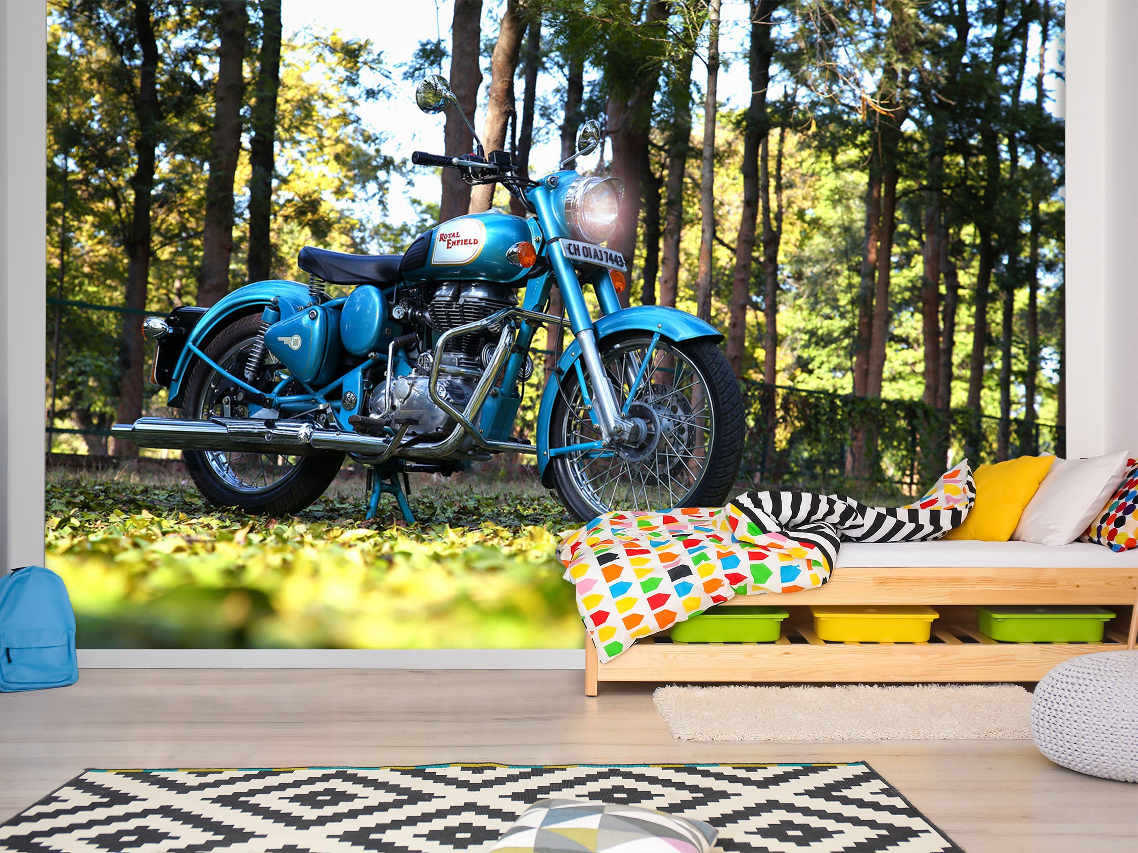 3D Woods Motorcycle 111 Vehicle Wall Murals