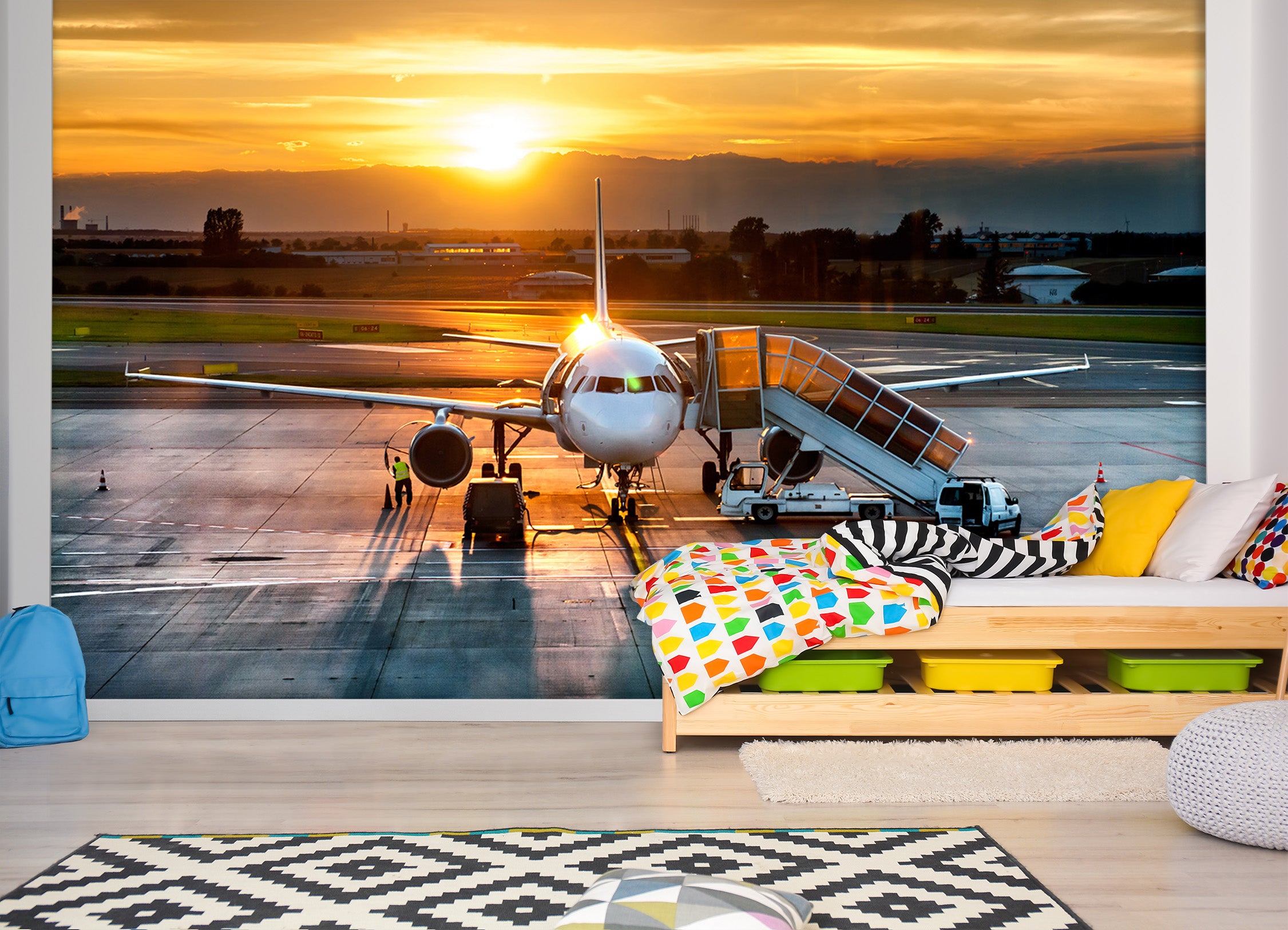 3D Sunset Airpor 008 Vehicle Wall Murals