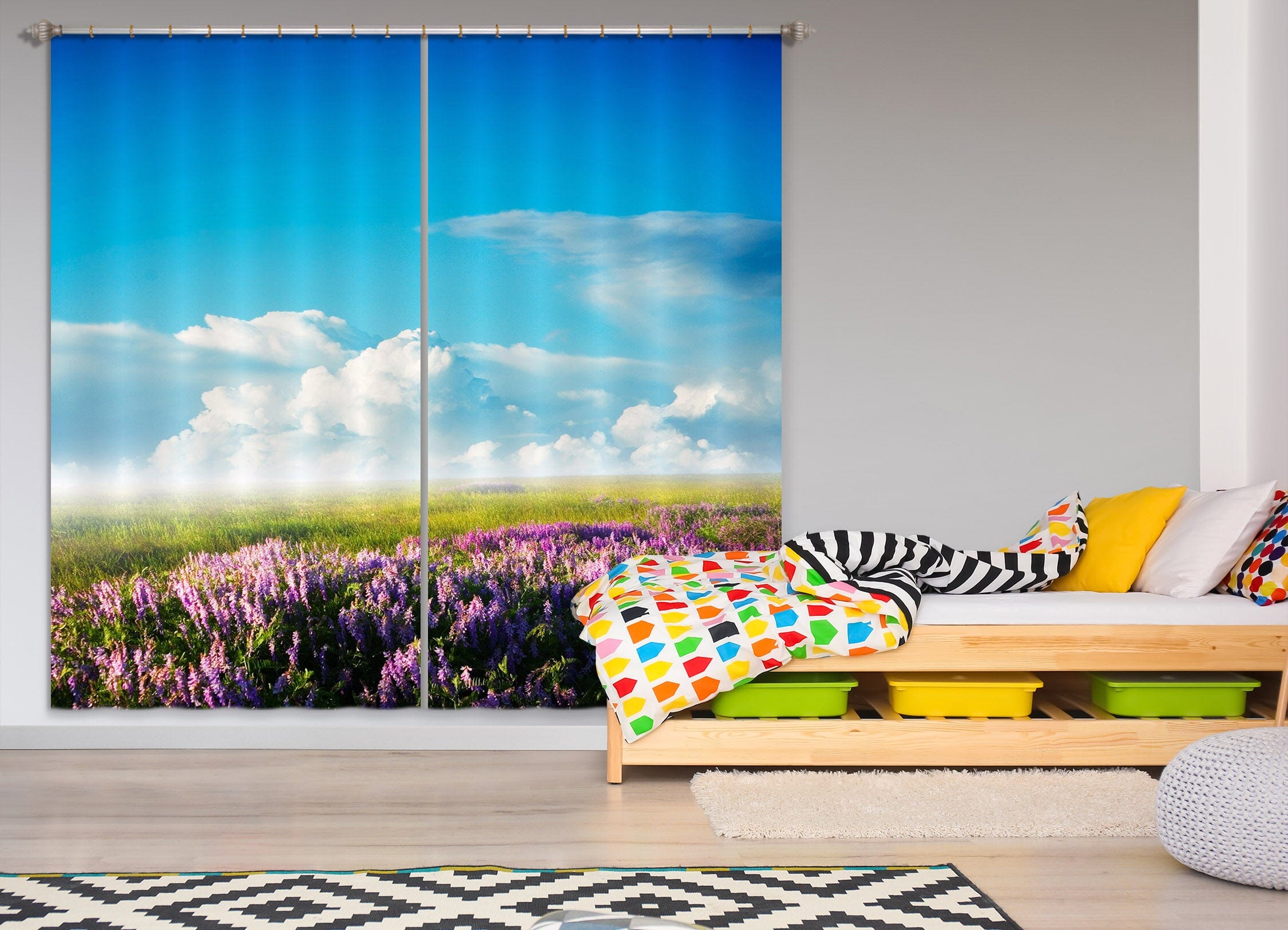 3D Flower Meadow 108 Curtains Drapes Wallpaper AJ Wallpaper 