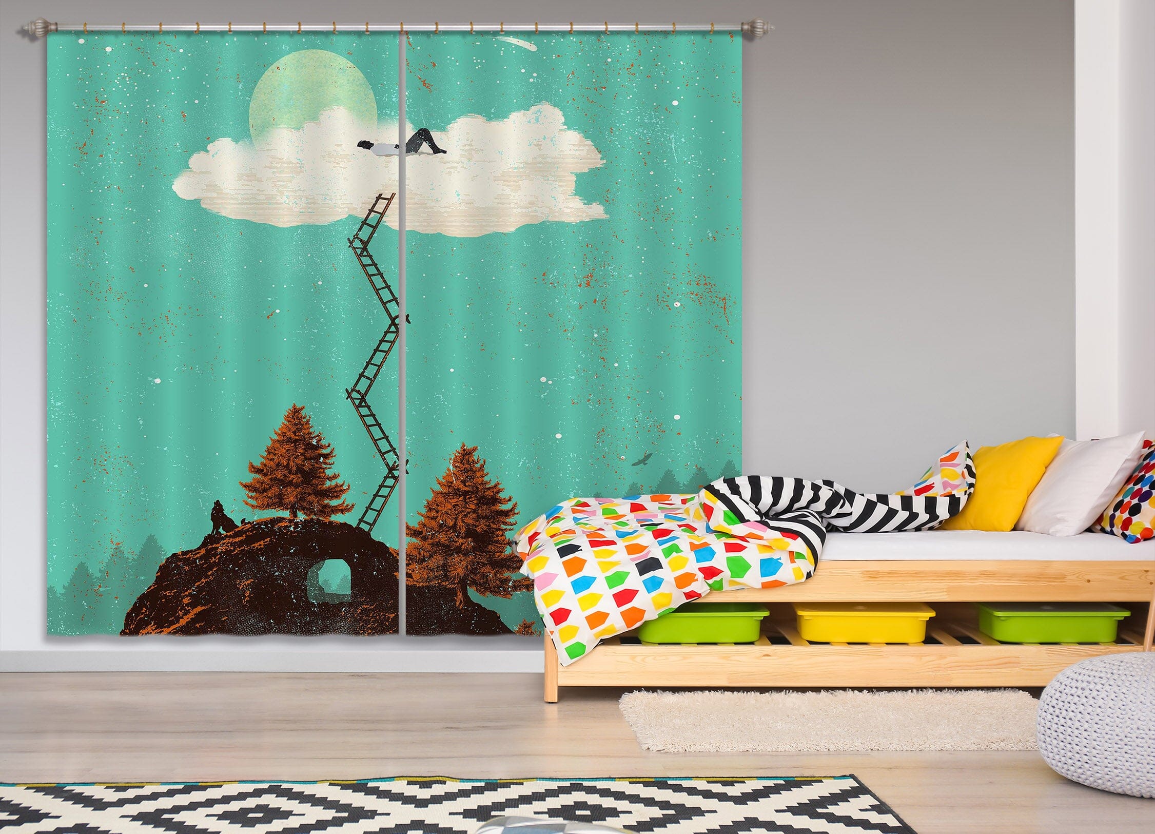 3D Sleeping In The Cloud 041 Showdeer Curtain Curtains Drapes Curtains AJ Creativity Home 