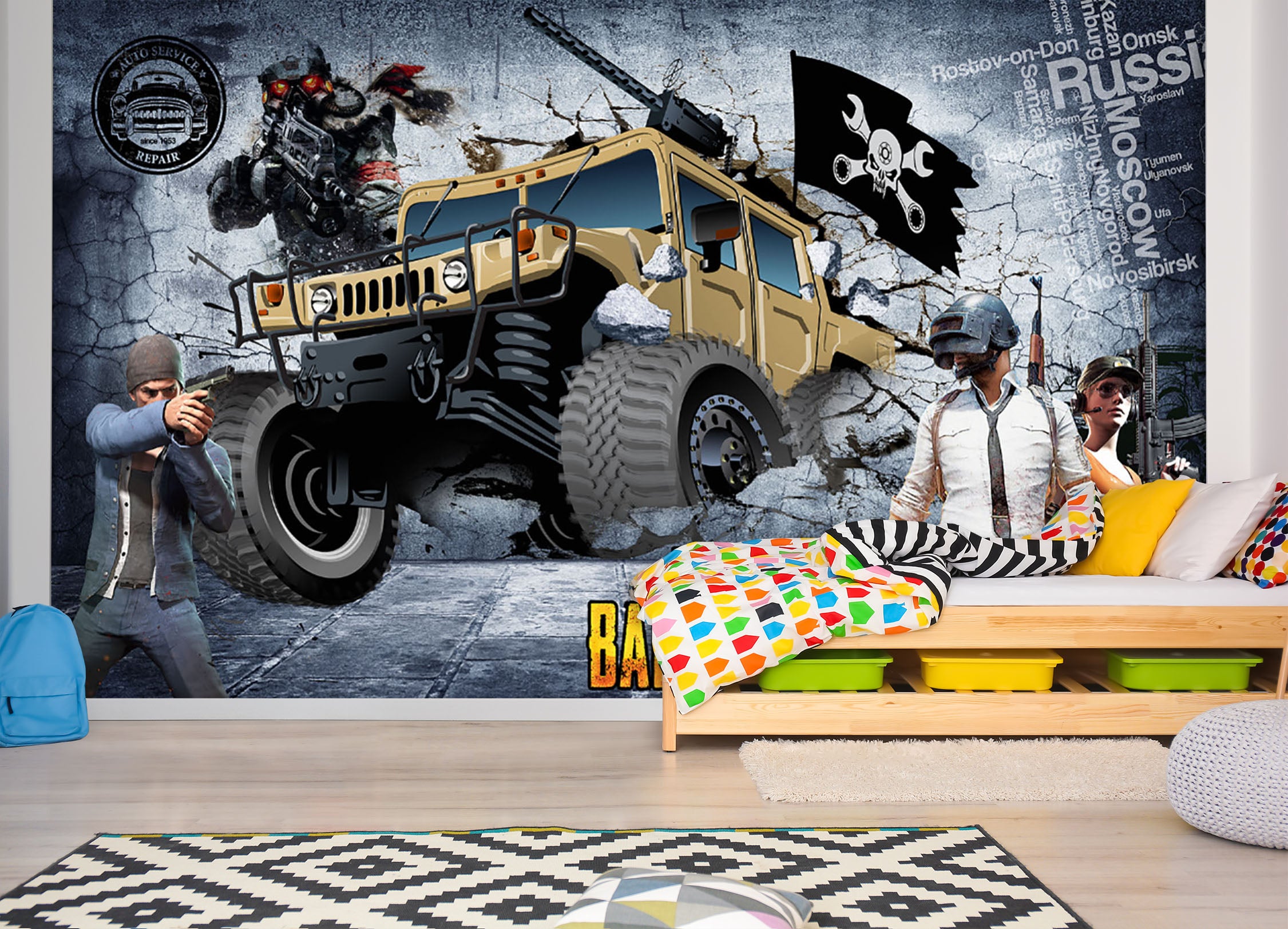 3D Hummer Helmet 112 Vehicle Wall Murals