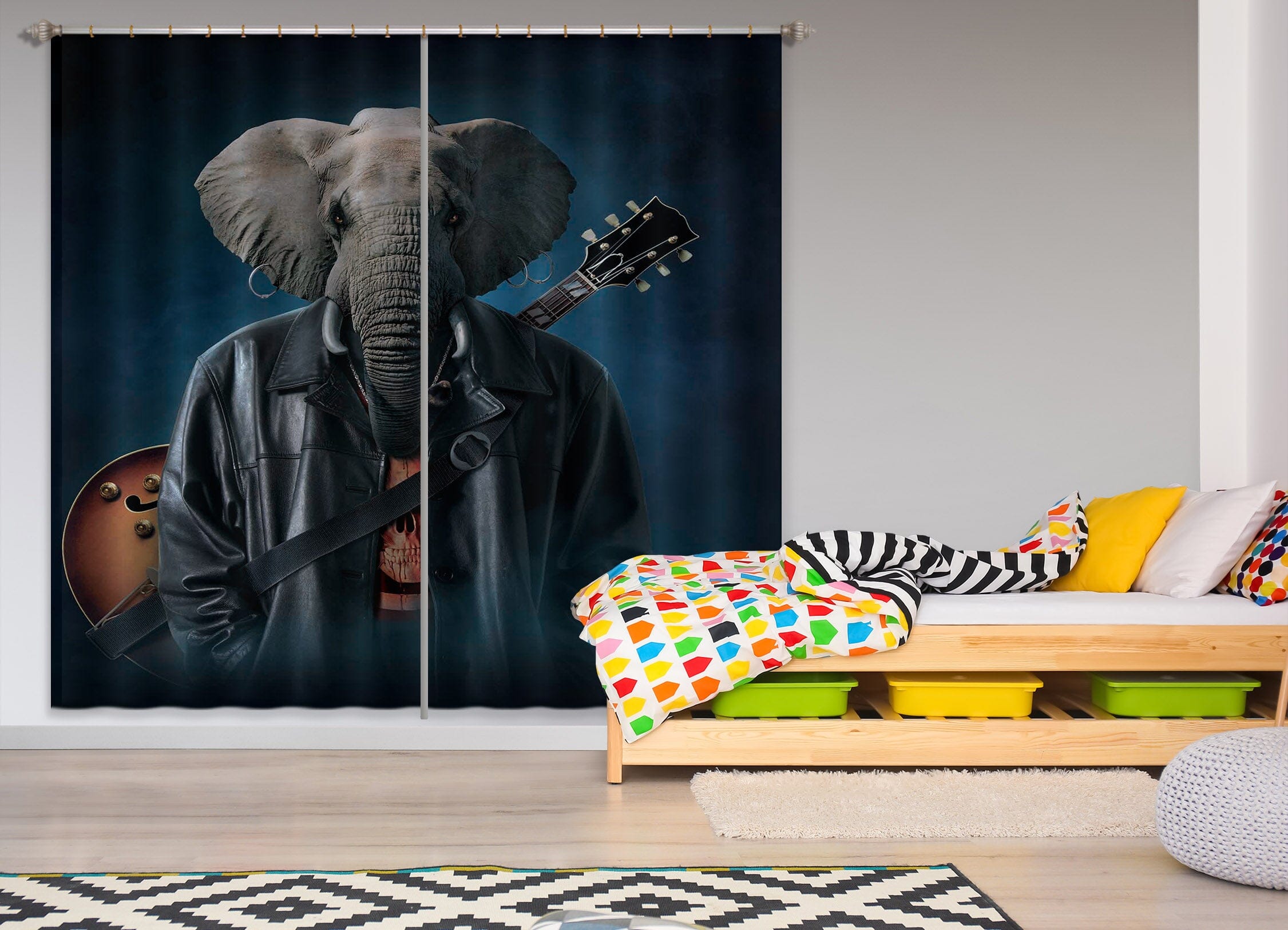 3D Elephice Cooper 036 Vincent Hie Curtain Curtains Drapes Curtains AJ Creativity Home 