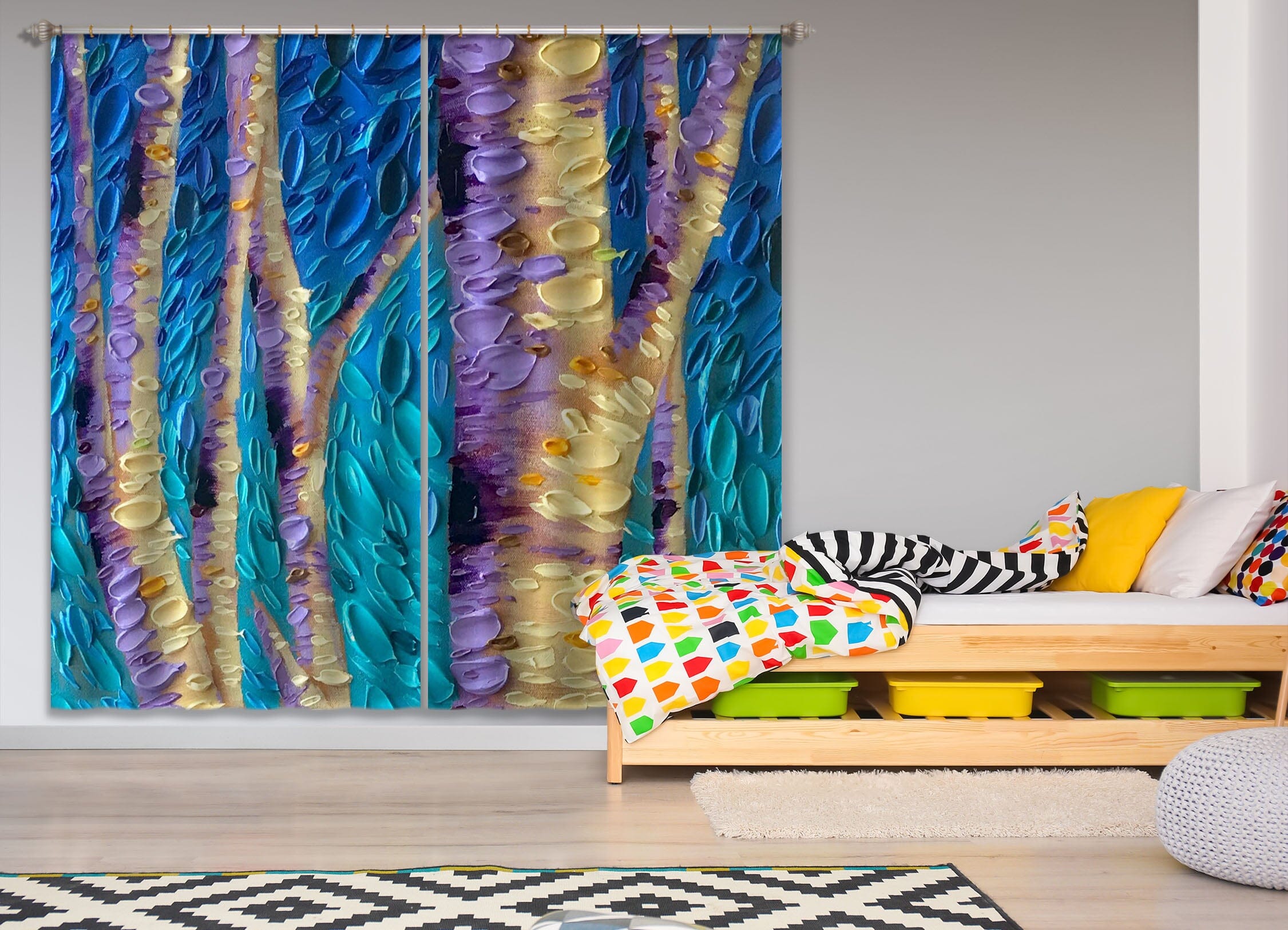 3D Garden Mystery Panel 043 Dena Tollefson Curtain Curtains Drapes Curtains AJ Creativity Home 