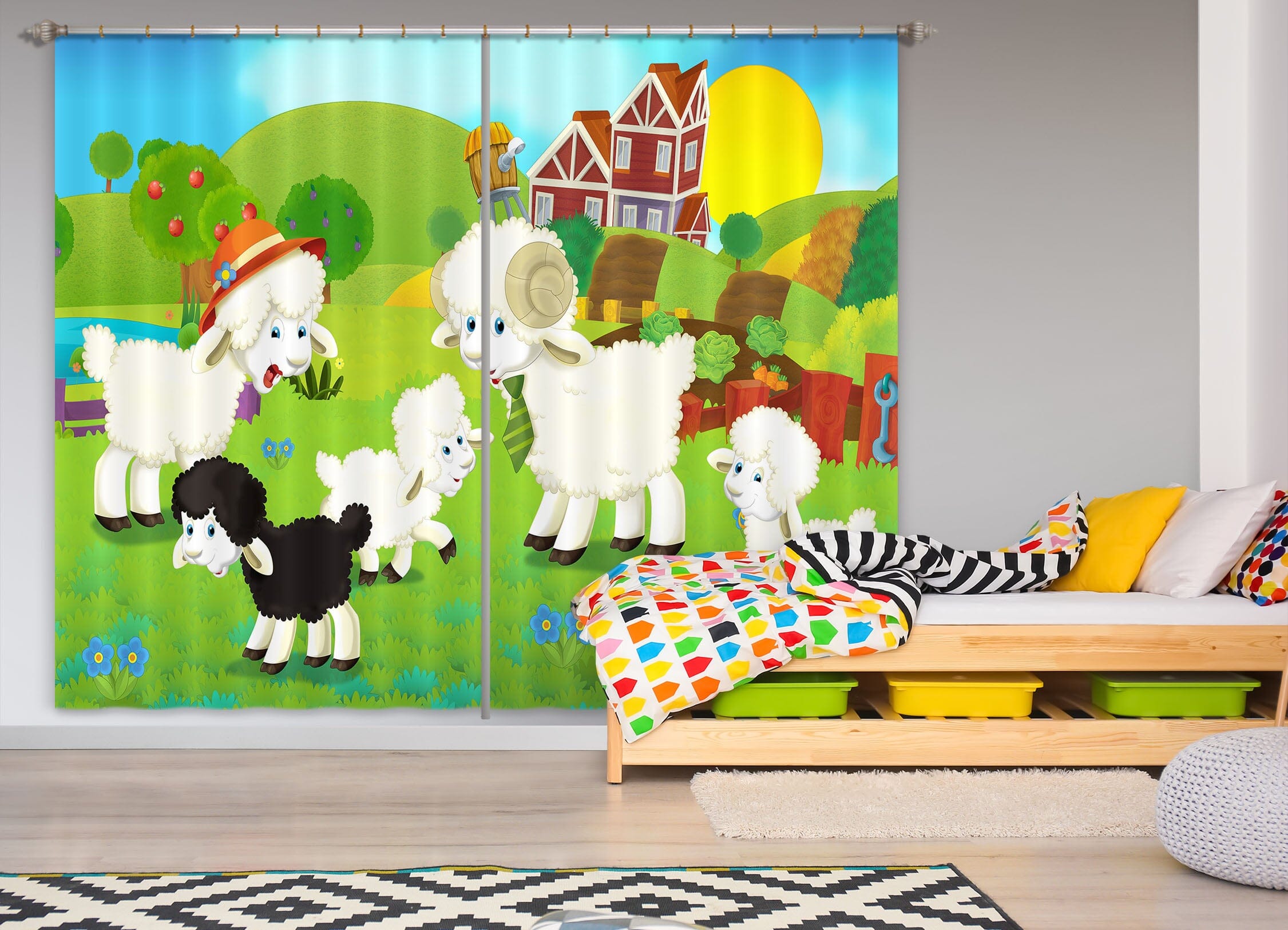 3D Cow Farm 713 Curtains Drapes Wallpaper AJ Wallpaper 
