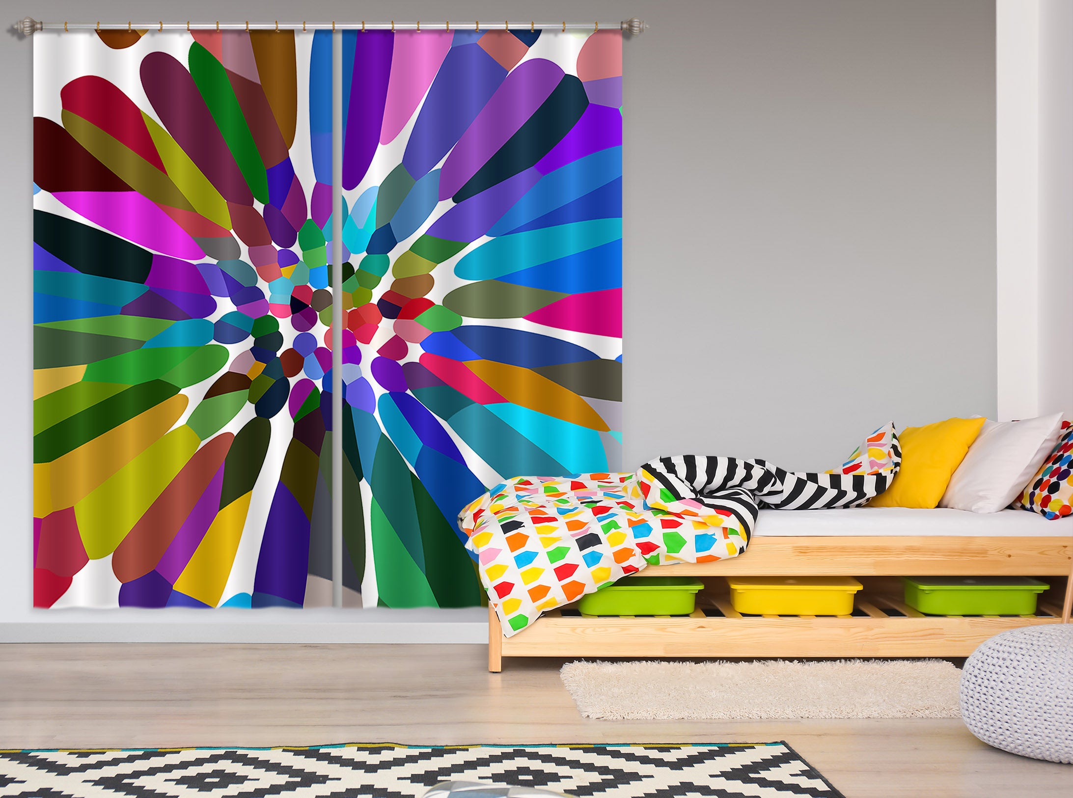 3D Colorful Flower 19185 Shandra Smith Curtain Curtains Drapes