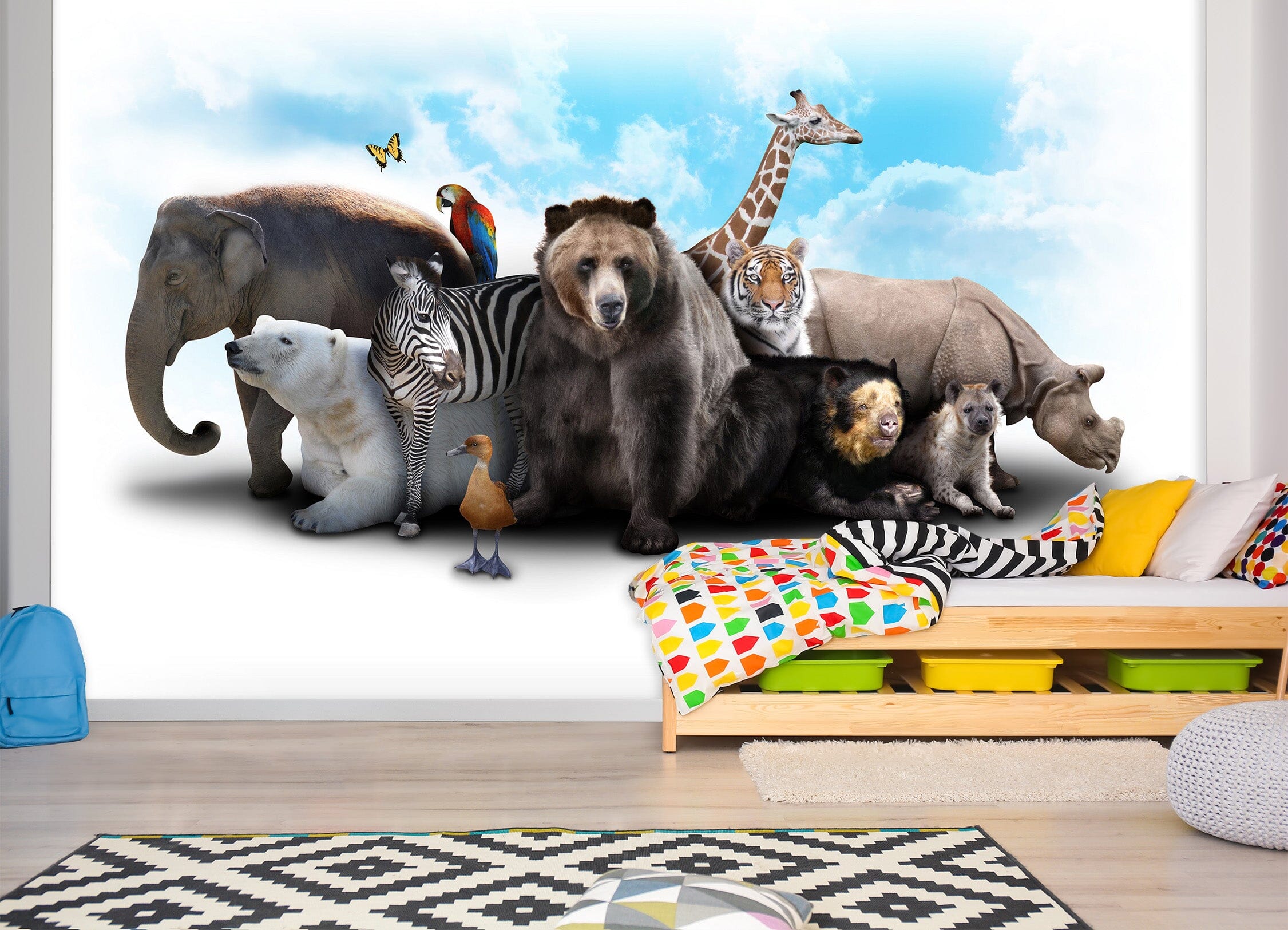 3D Zebra Elephant 047 Wall Murals Wallpaper AJ Wallpaper 2 