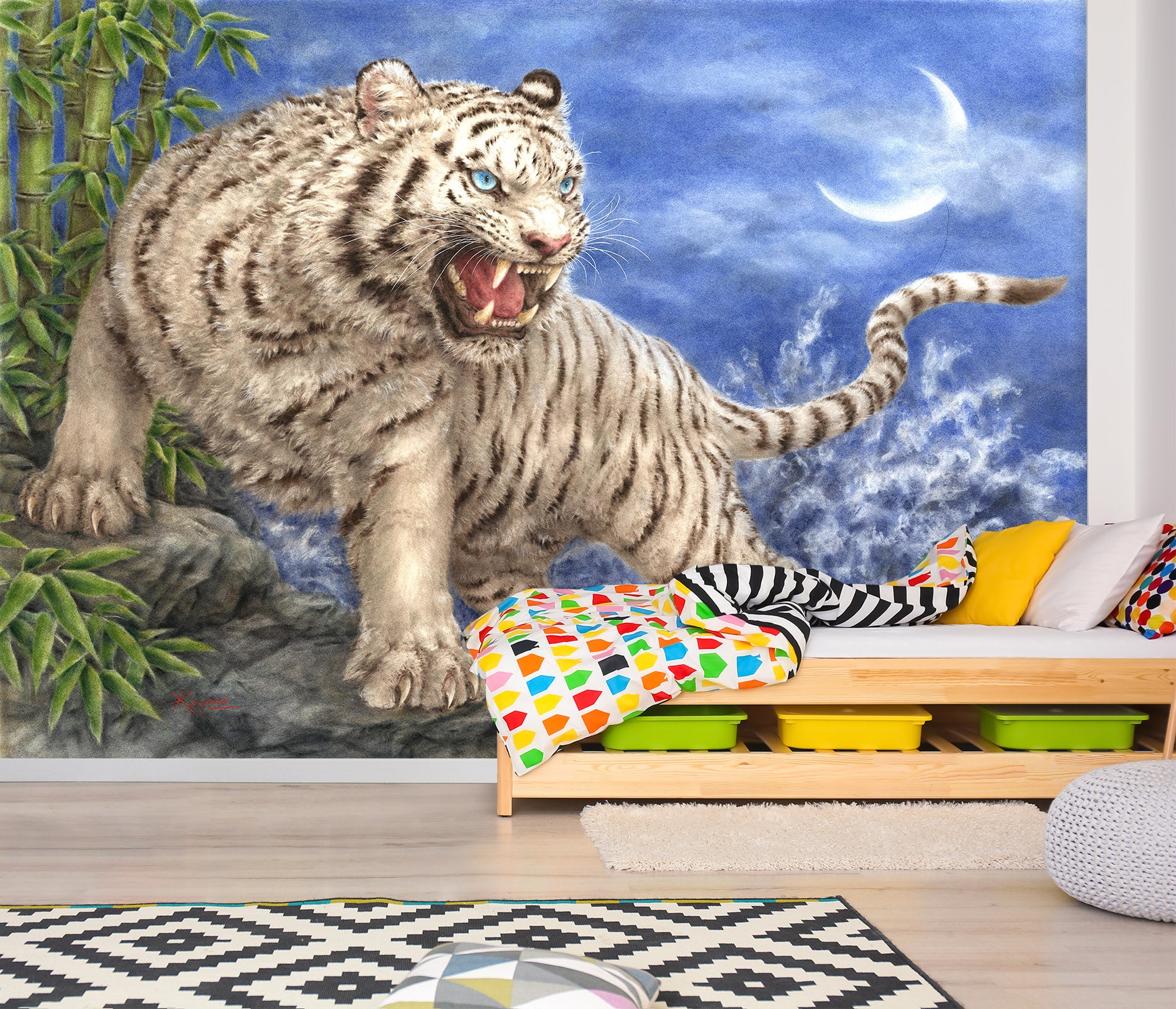3D White Tiger 5452 Kayomi Harai Wall Mural Wall Murals