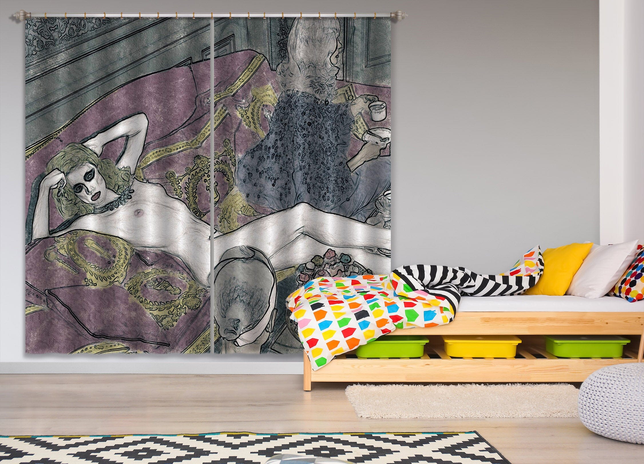 3D Garden Girl 047 Marco Cavazzana Curtain Curtains Drapes Curtains AJ Creativity Home 