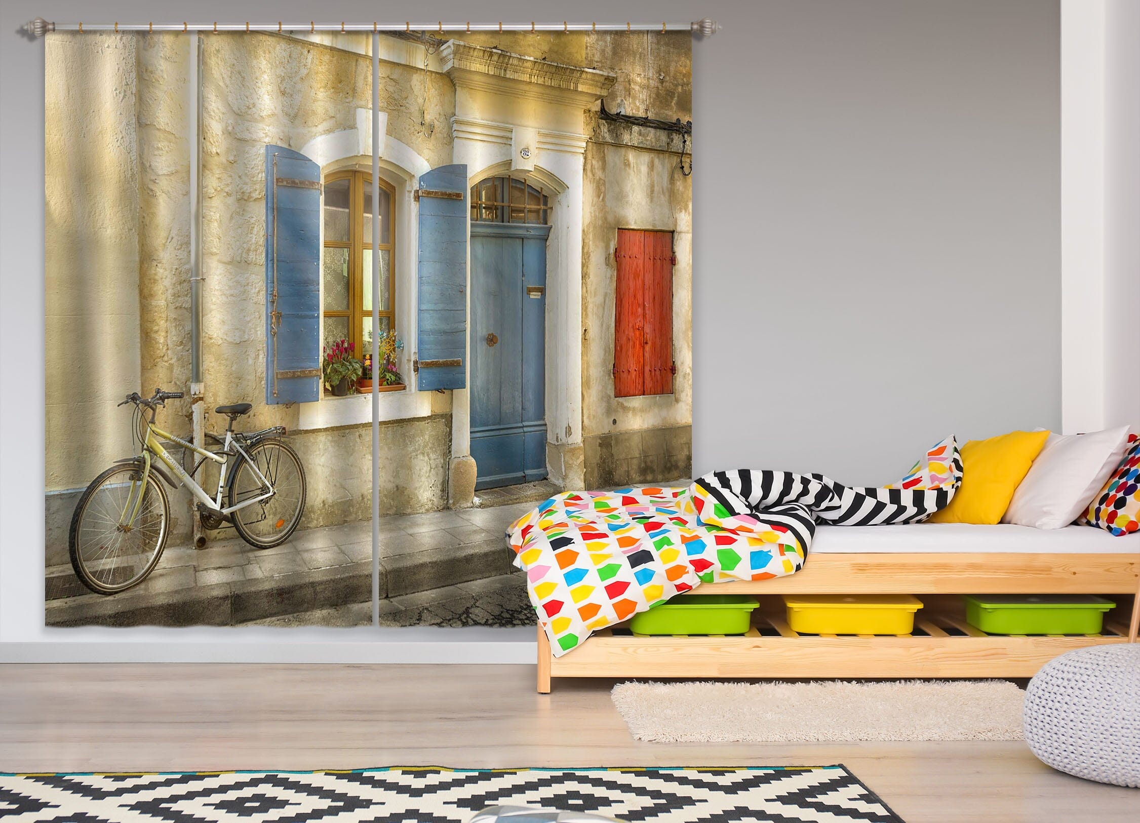 3D Retro Bicycle 046 Marco Carmassi Curtain Curtains Drapes Curtains AJ Creativity Home 