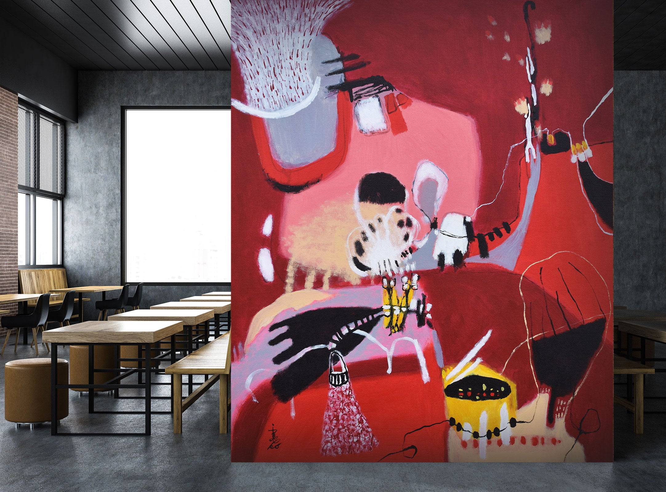3D Red Abstract Art 12168 Misako Chida Wall Mural Wall Murals