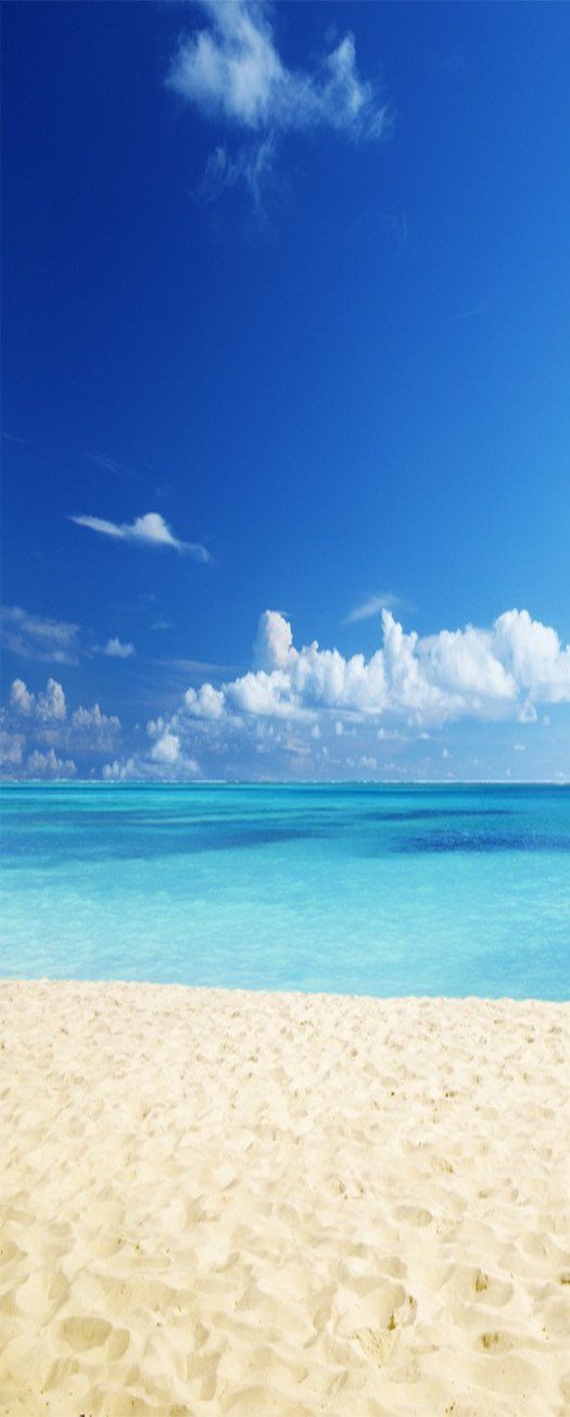 3D sea beach blue sky door mural Wallpaper AJ Wallpaper 