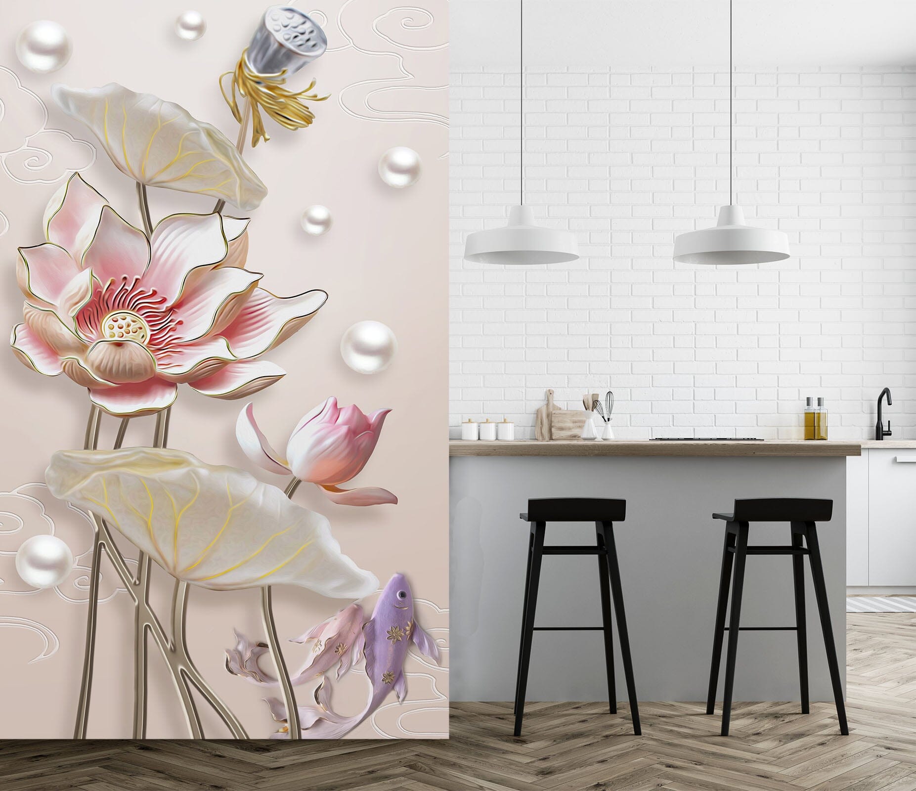 3D Pearl Lotus 1843 Wall Murals Wallpaper AJ Wallpaper 2 
