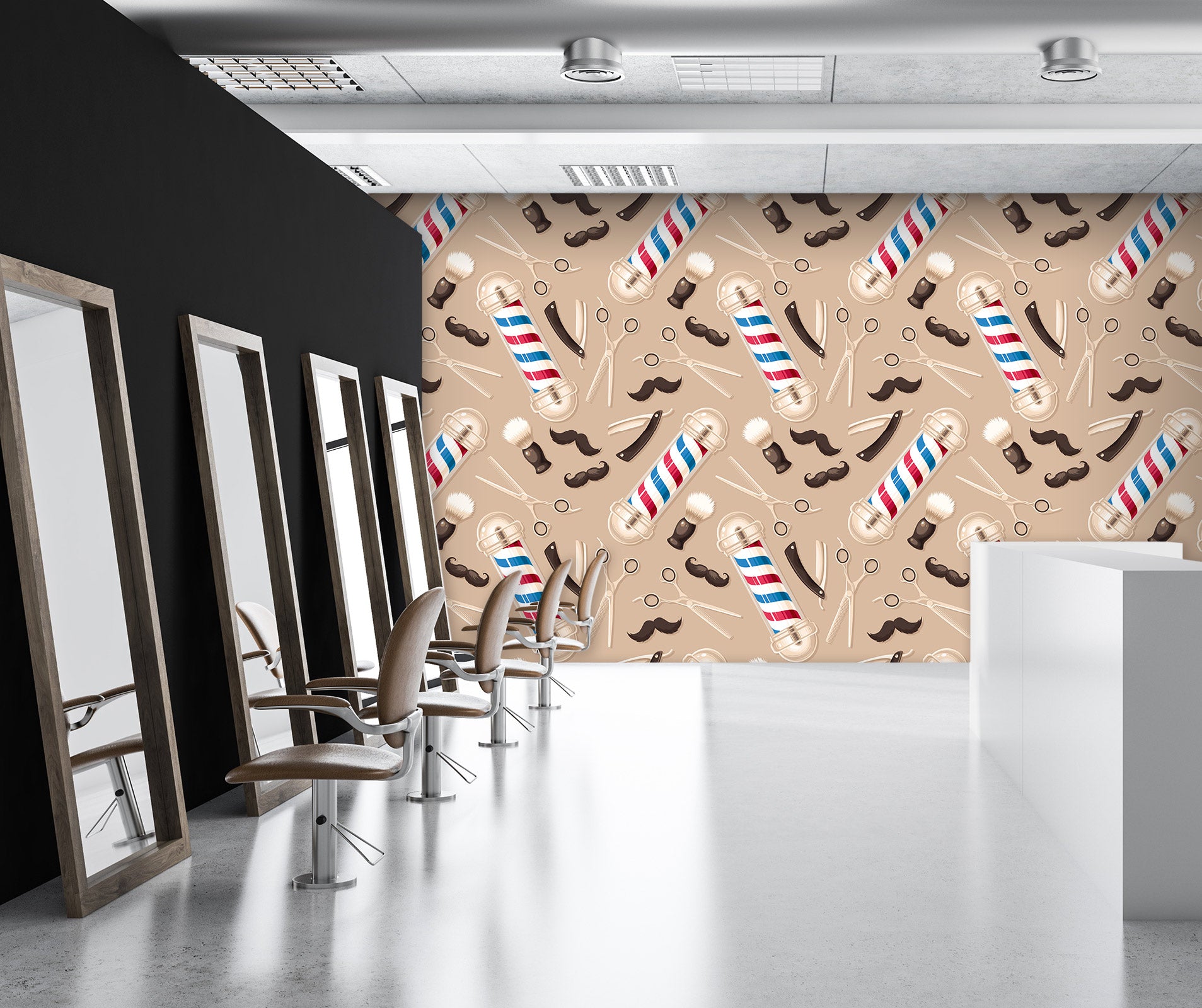 3D Beard Razor Color Bar 115194 Barber Shop Wall Murals