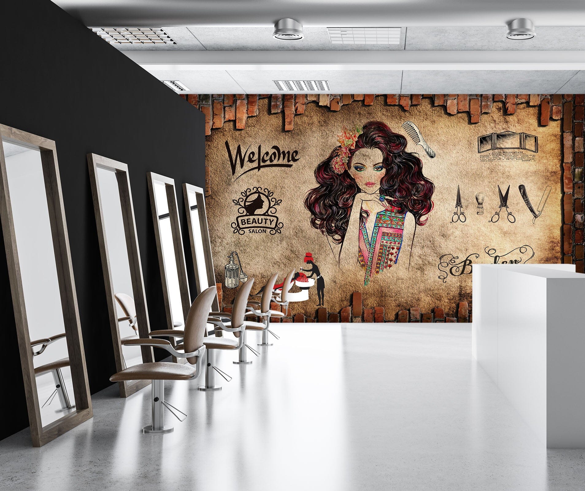 3D Smiling Girl 040 Wall Murals Wallpaper AJ Wallpaper 2 