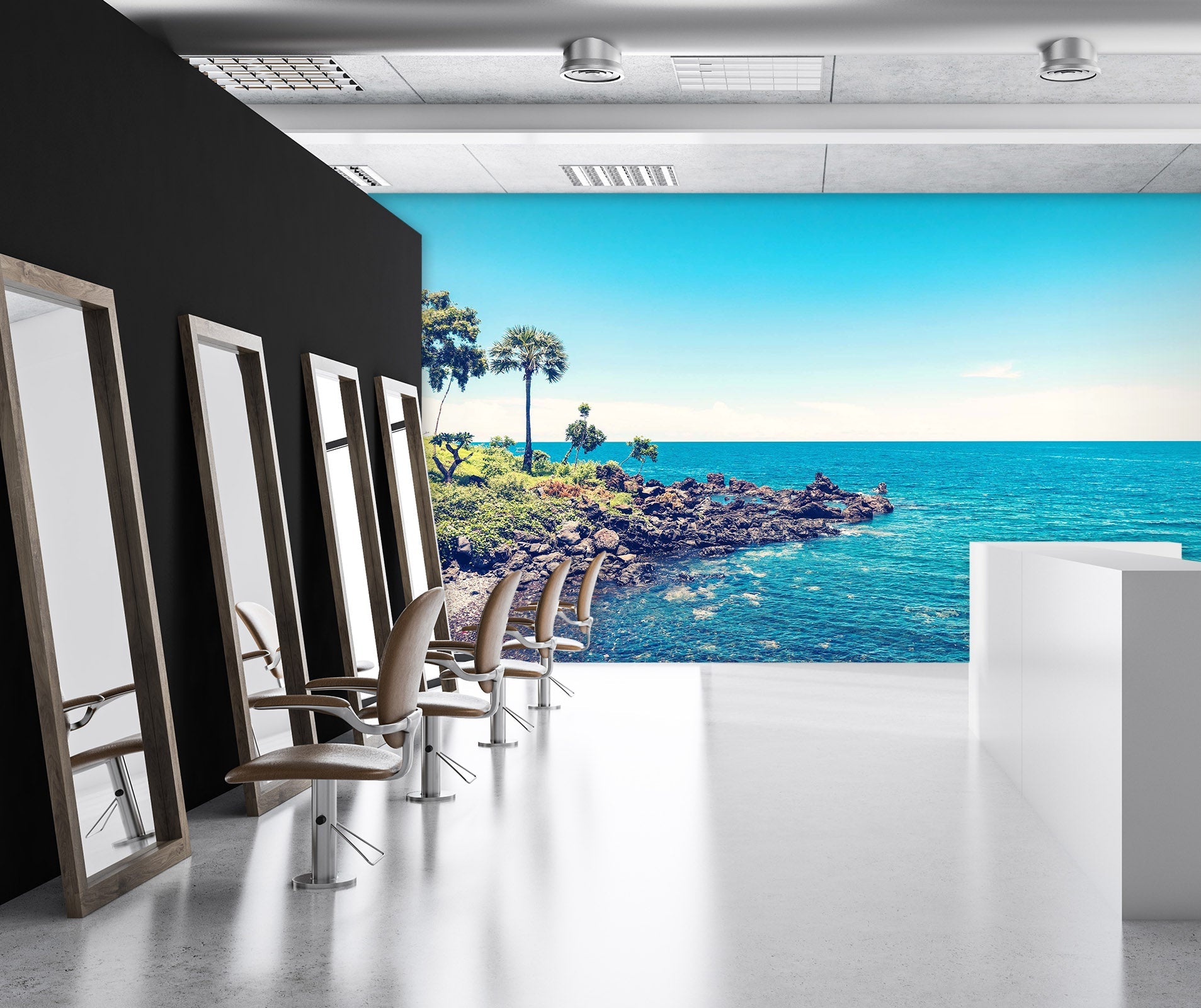 3D Seaside Tree 056 Wall Murals Wallpaper AJ Wallpaper 2 