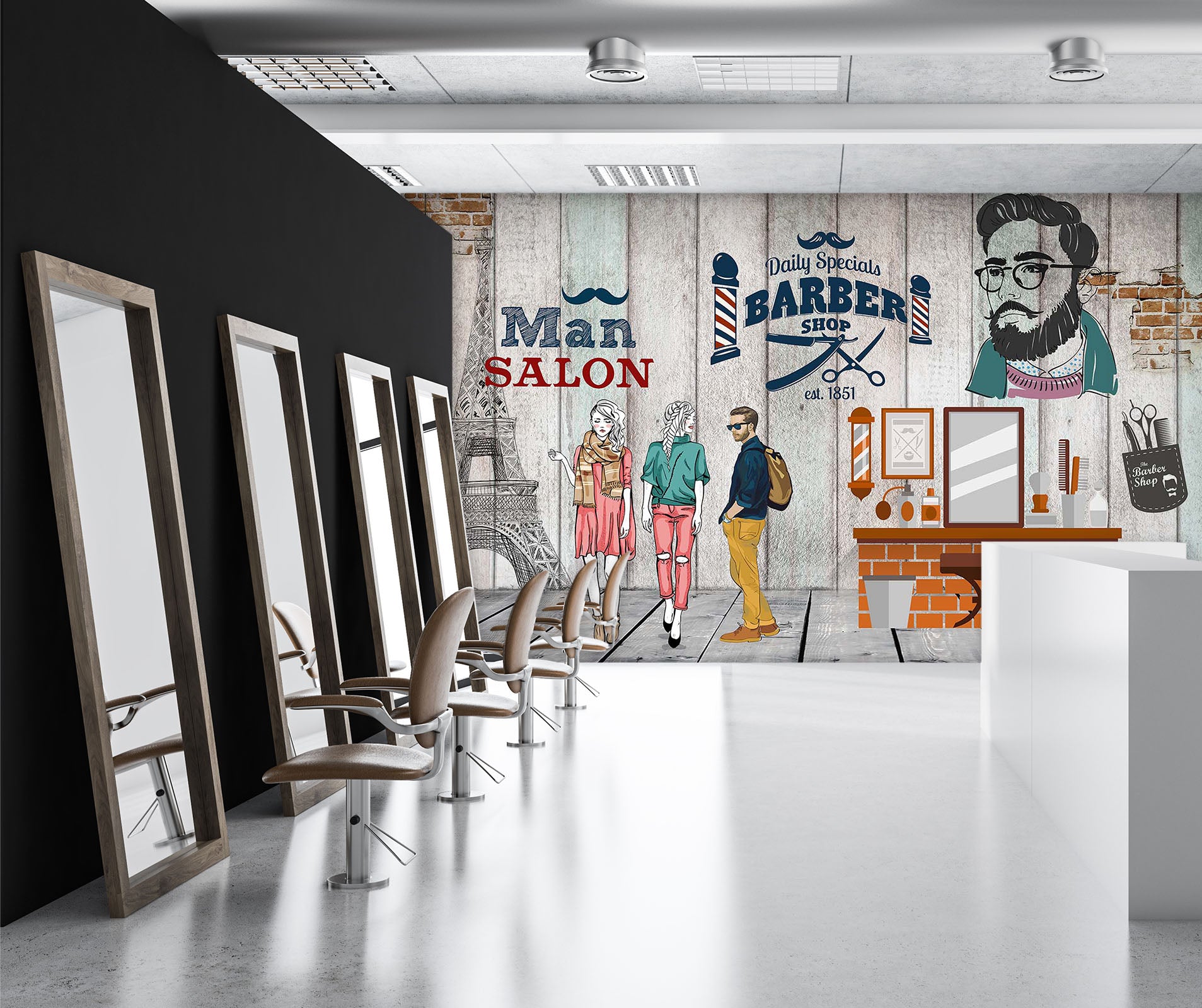 3D Tower Woman 072 Wall Murals