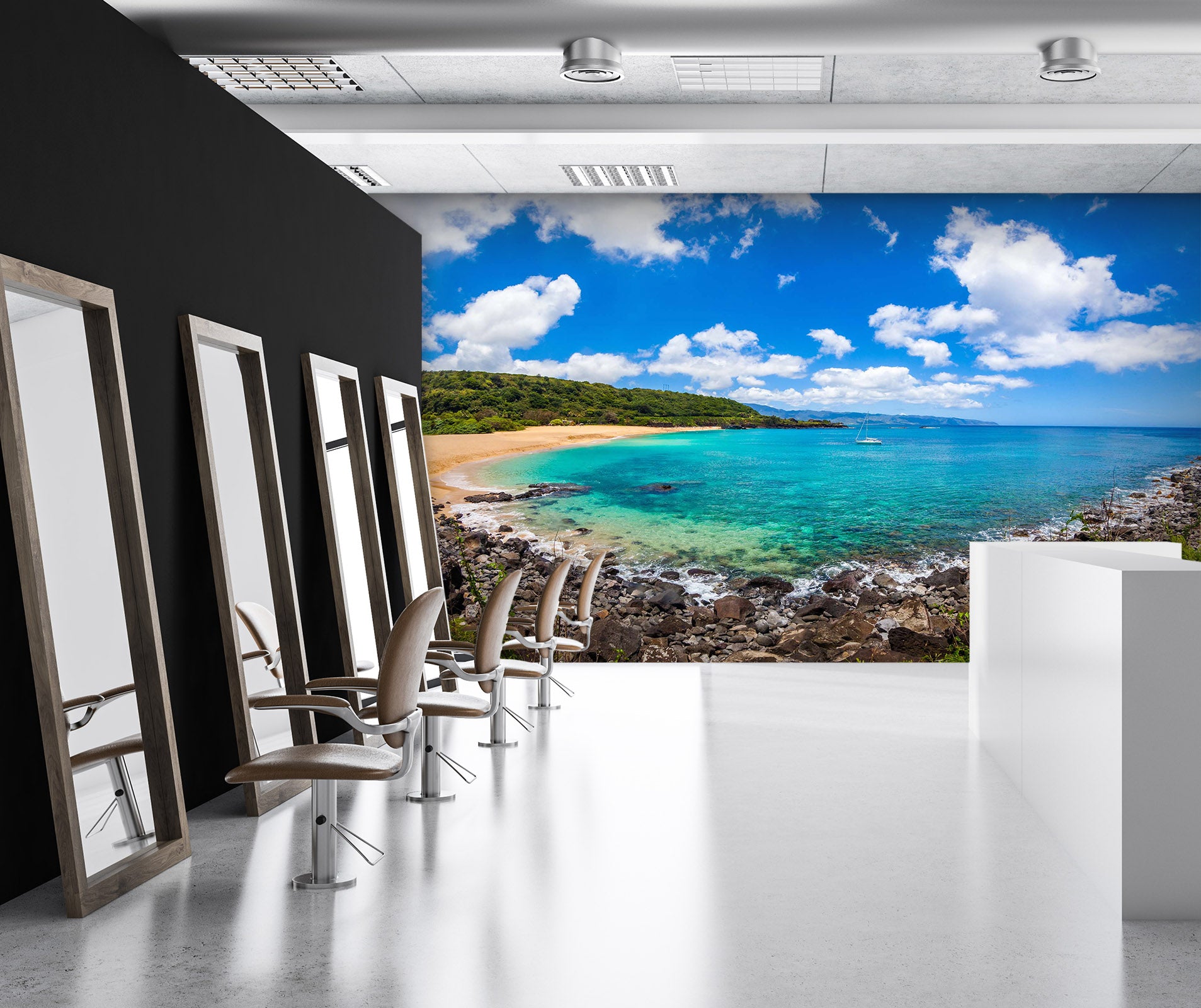 3D Clear Lake Beach 053 Wall Murals