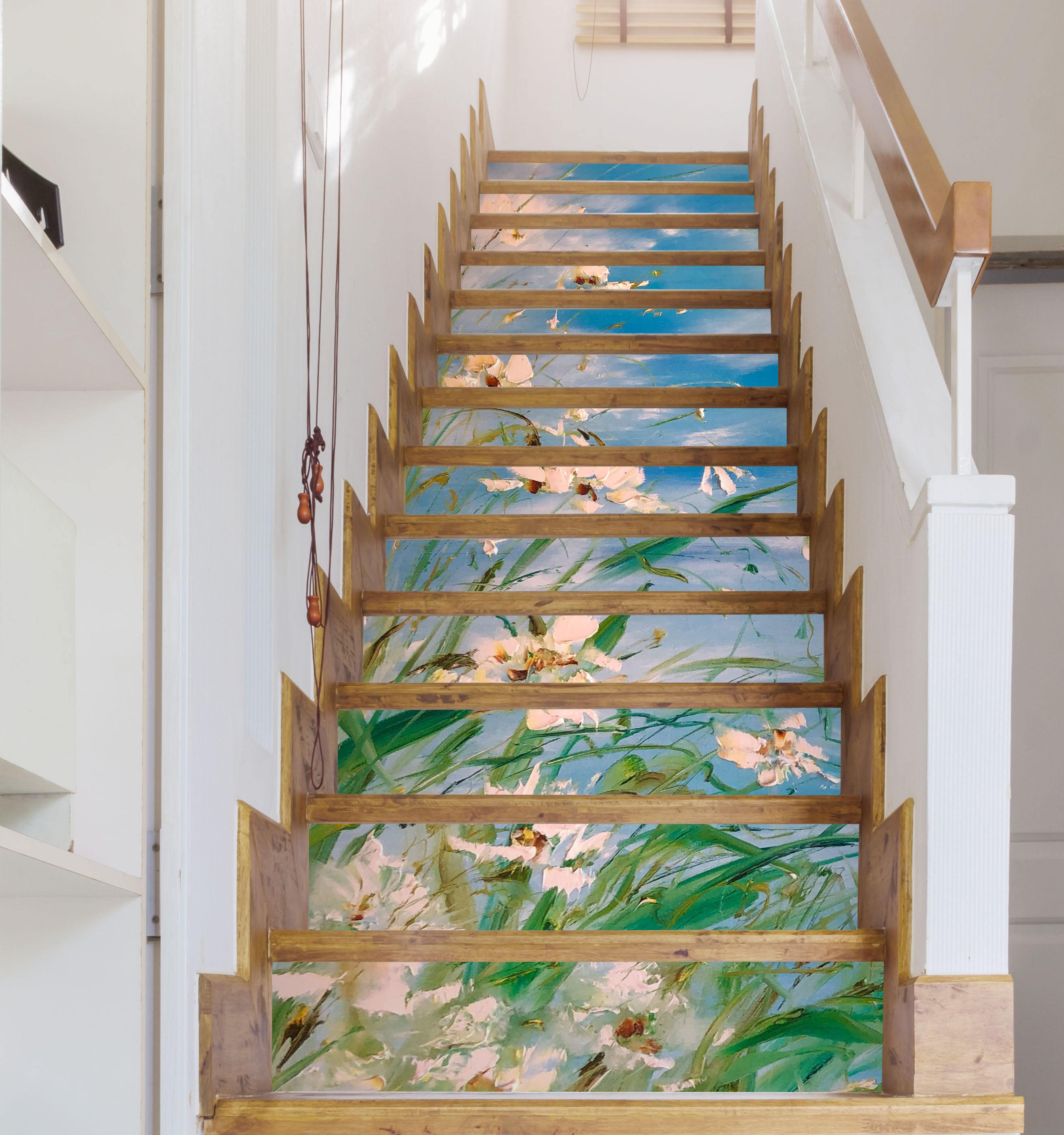 3D White Flower Grass 2188 Skromova Marina Stair Risers