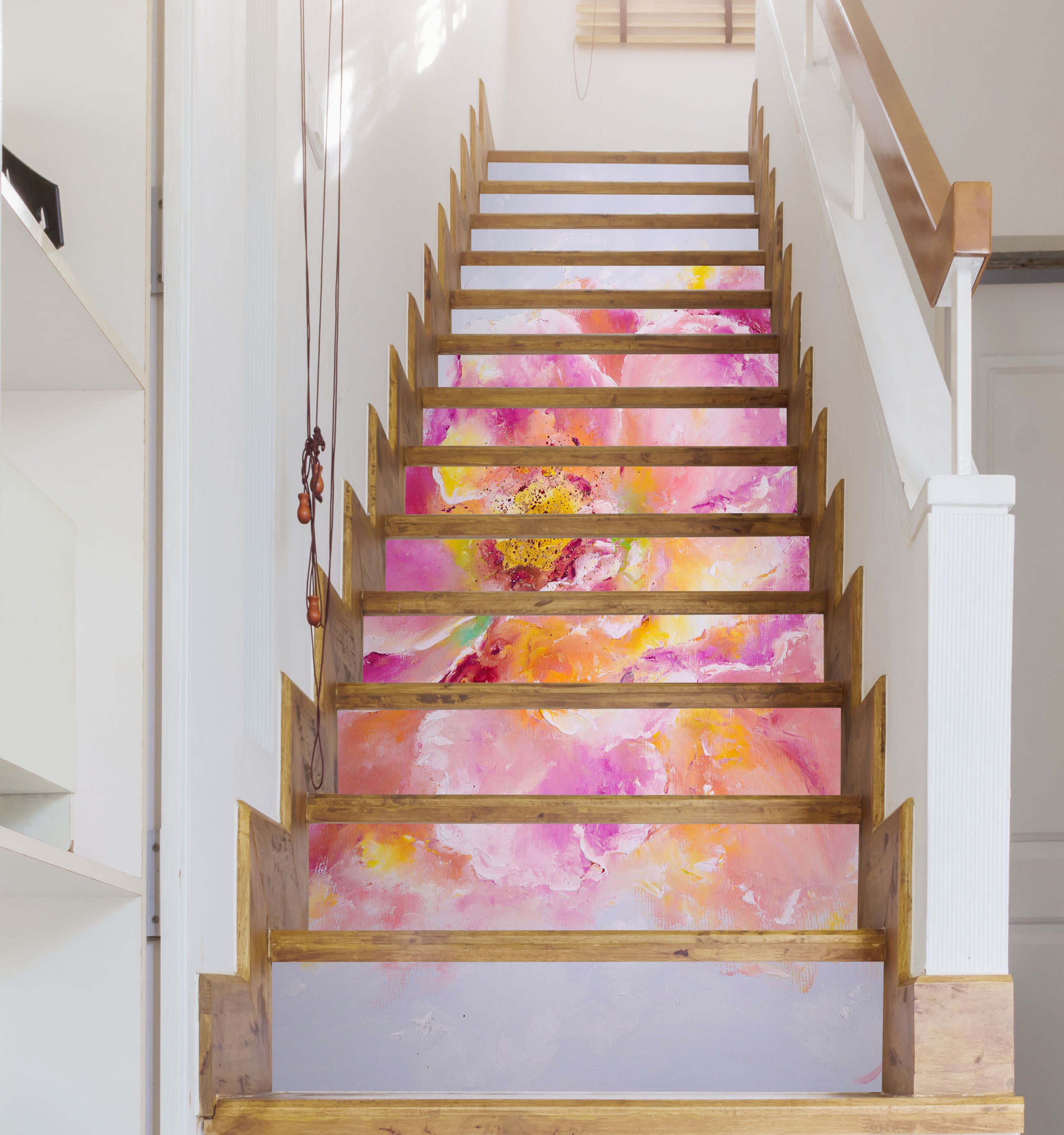 3D Watercolor Pink Flowers 2168 Skromova Marina Stair Risers