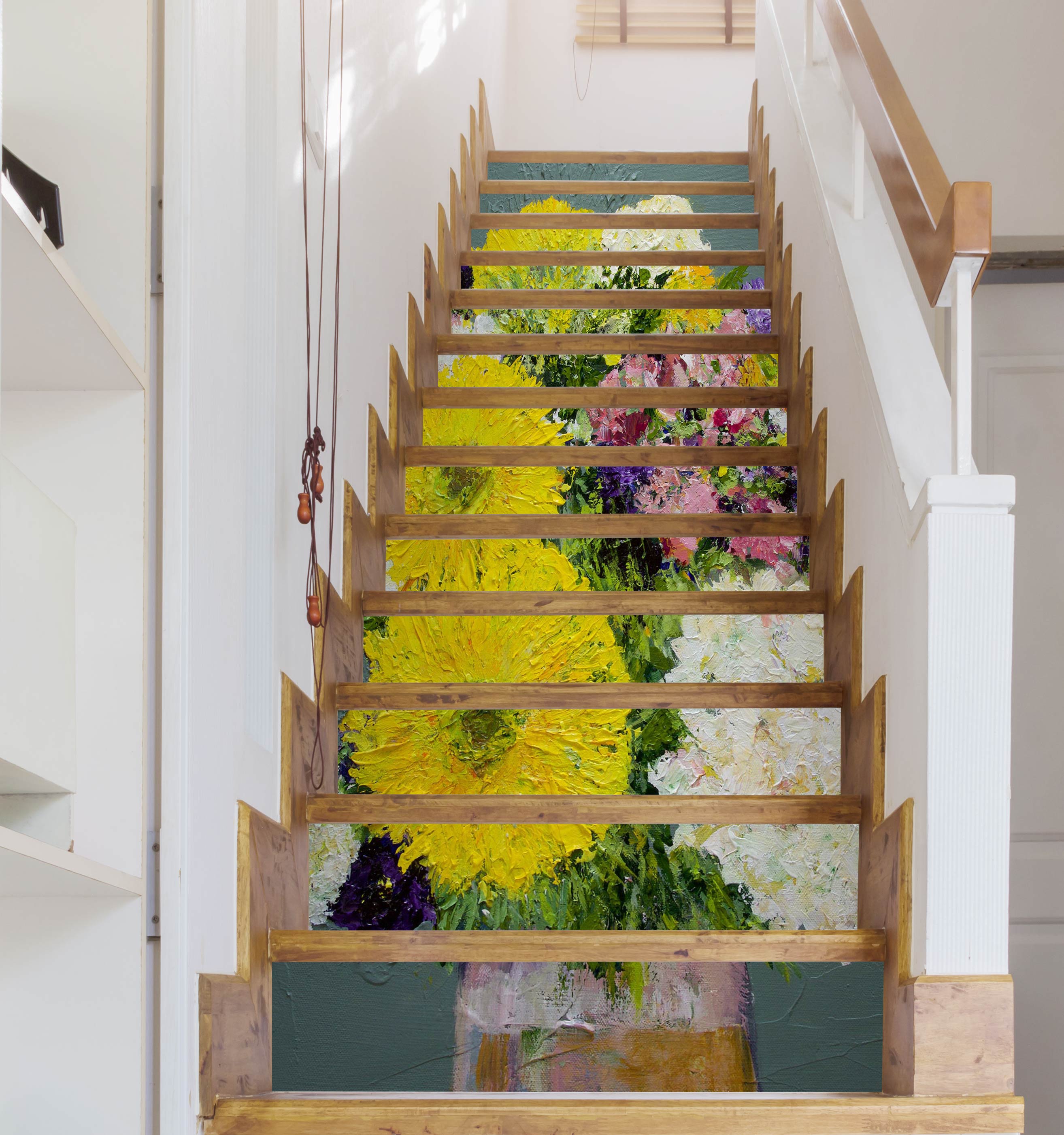 3D Yellow White Flower Vase 9039 Allan P. Friedlander Stair Risers