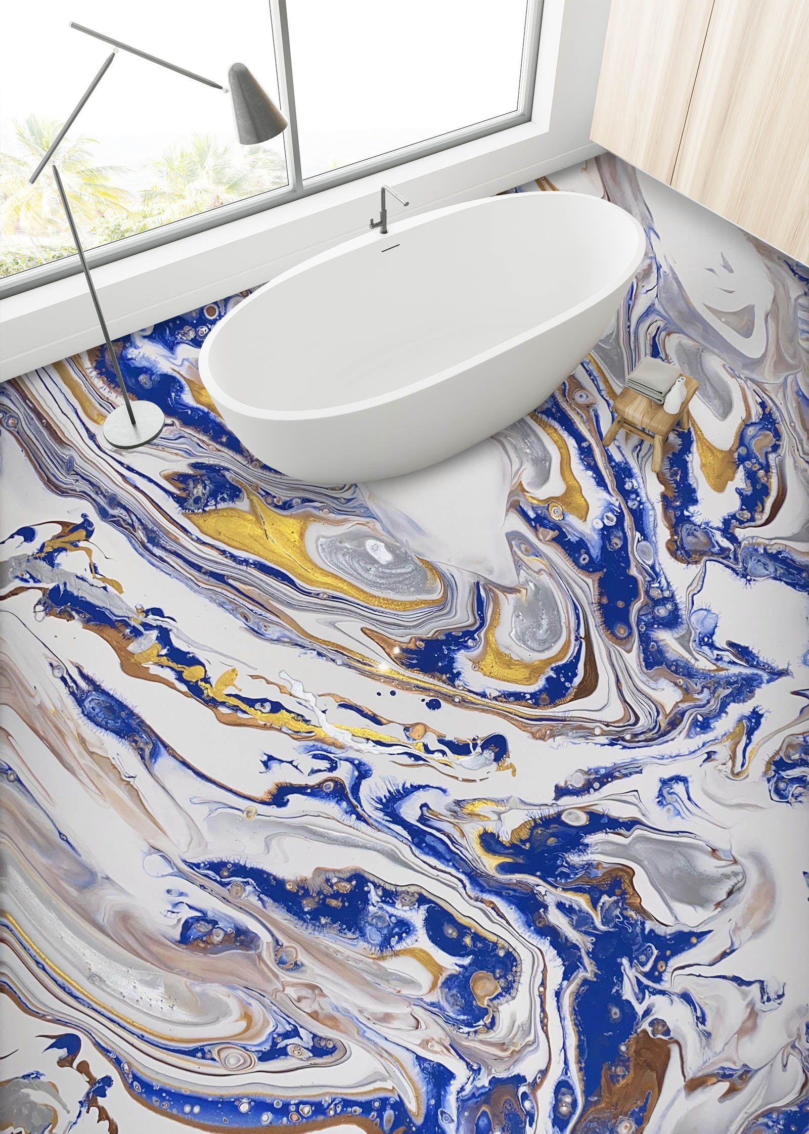3D Blue Grey Texture 98195 Valerie Latrice Floor Mural