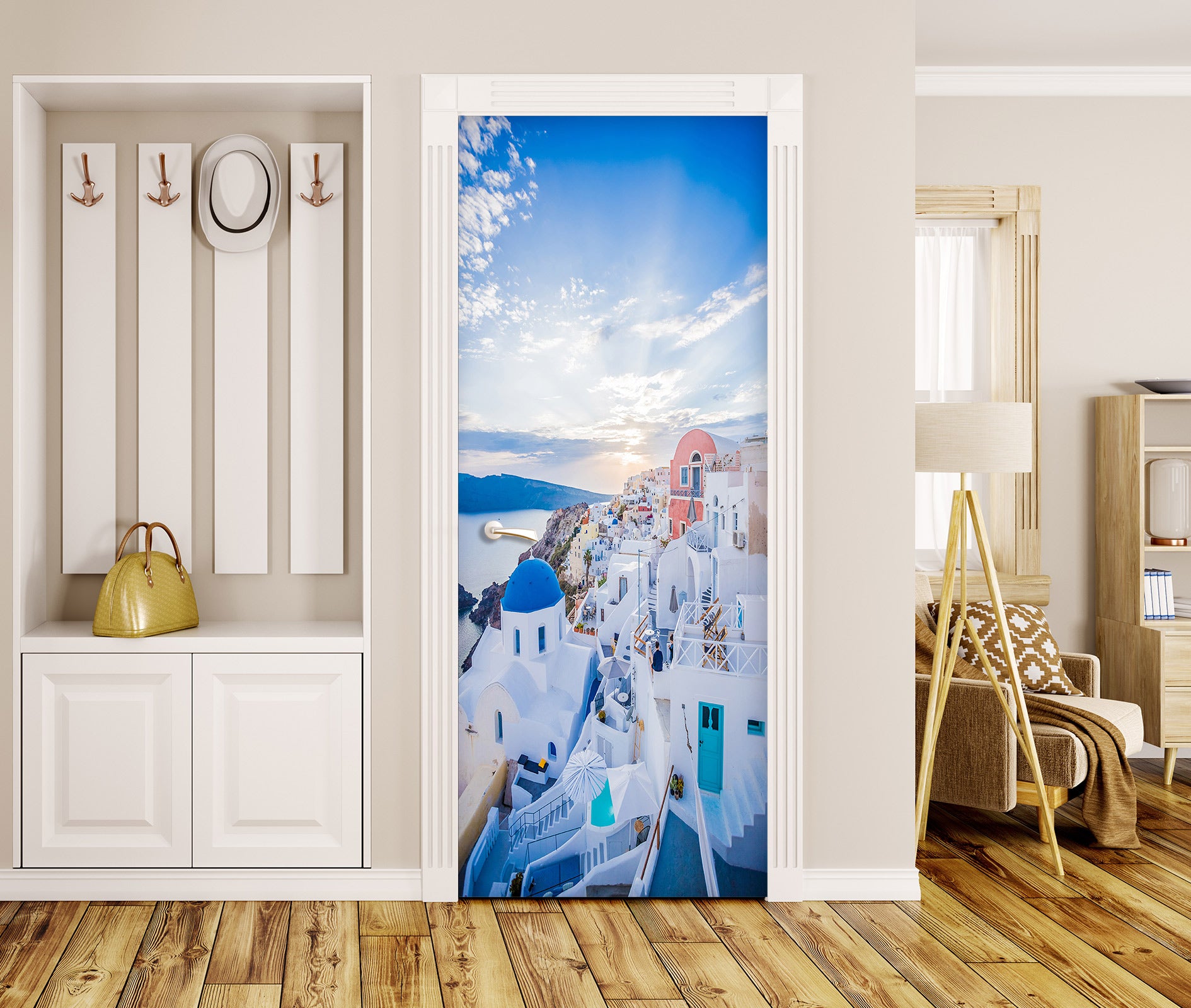 3D Blue Houses 25061 Door Mural