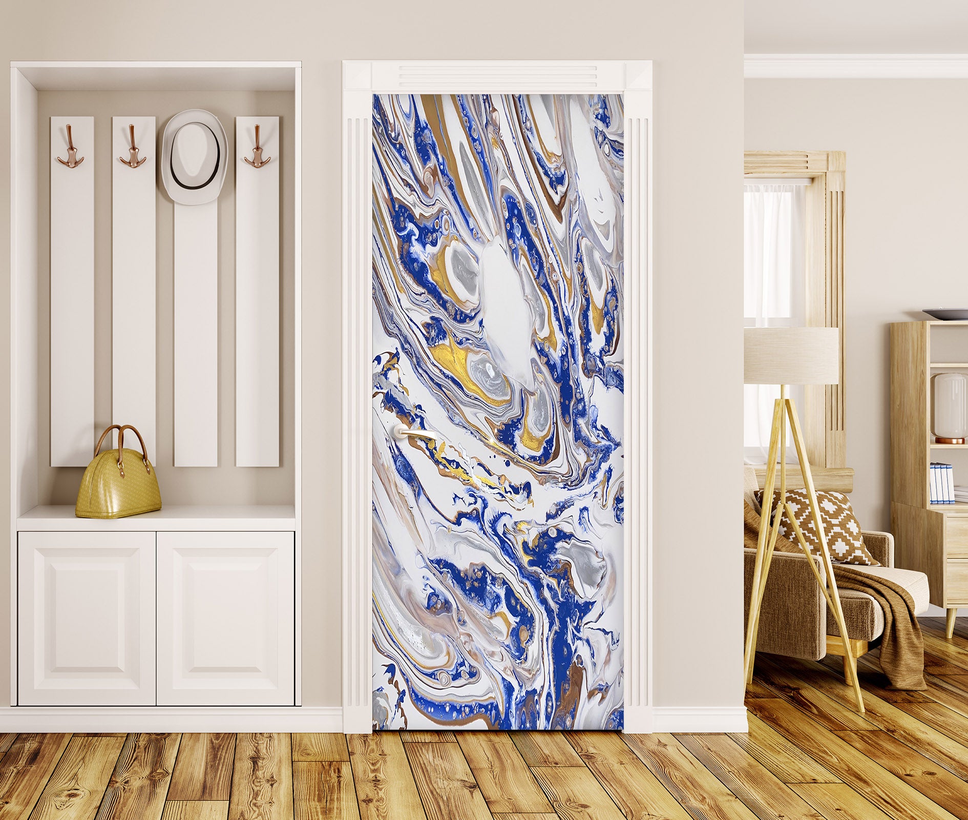 3D Grey Blue Pigment 9201 Valerie Latrice Door Mural