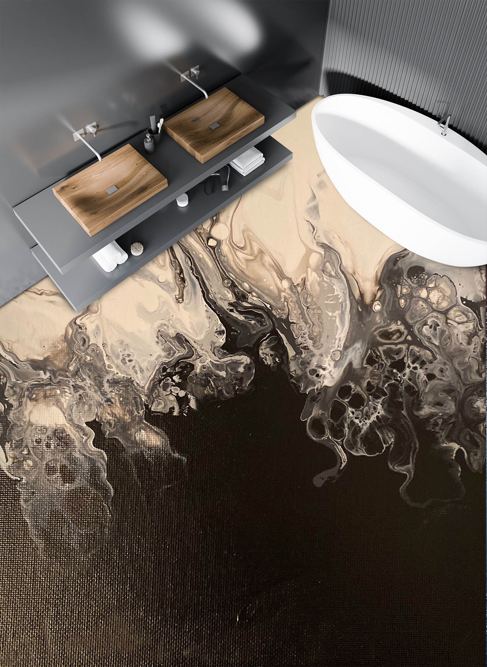 3D Black Ink Texture 98196 Valerie Latrice Floor Mural