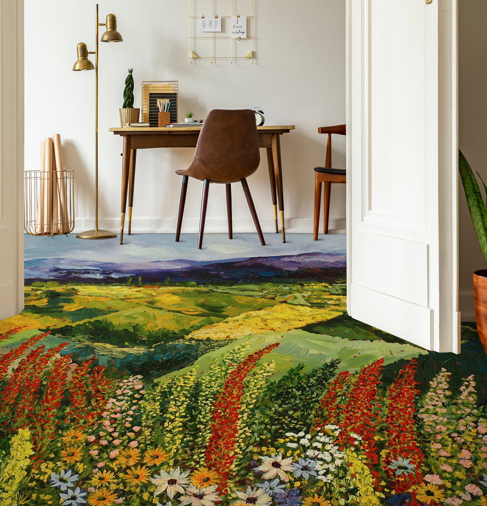 3D Lawn Hillside Flowers 9540 Allan P. Friedlander Floor Mural