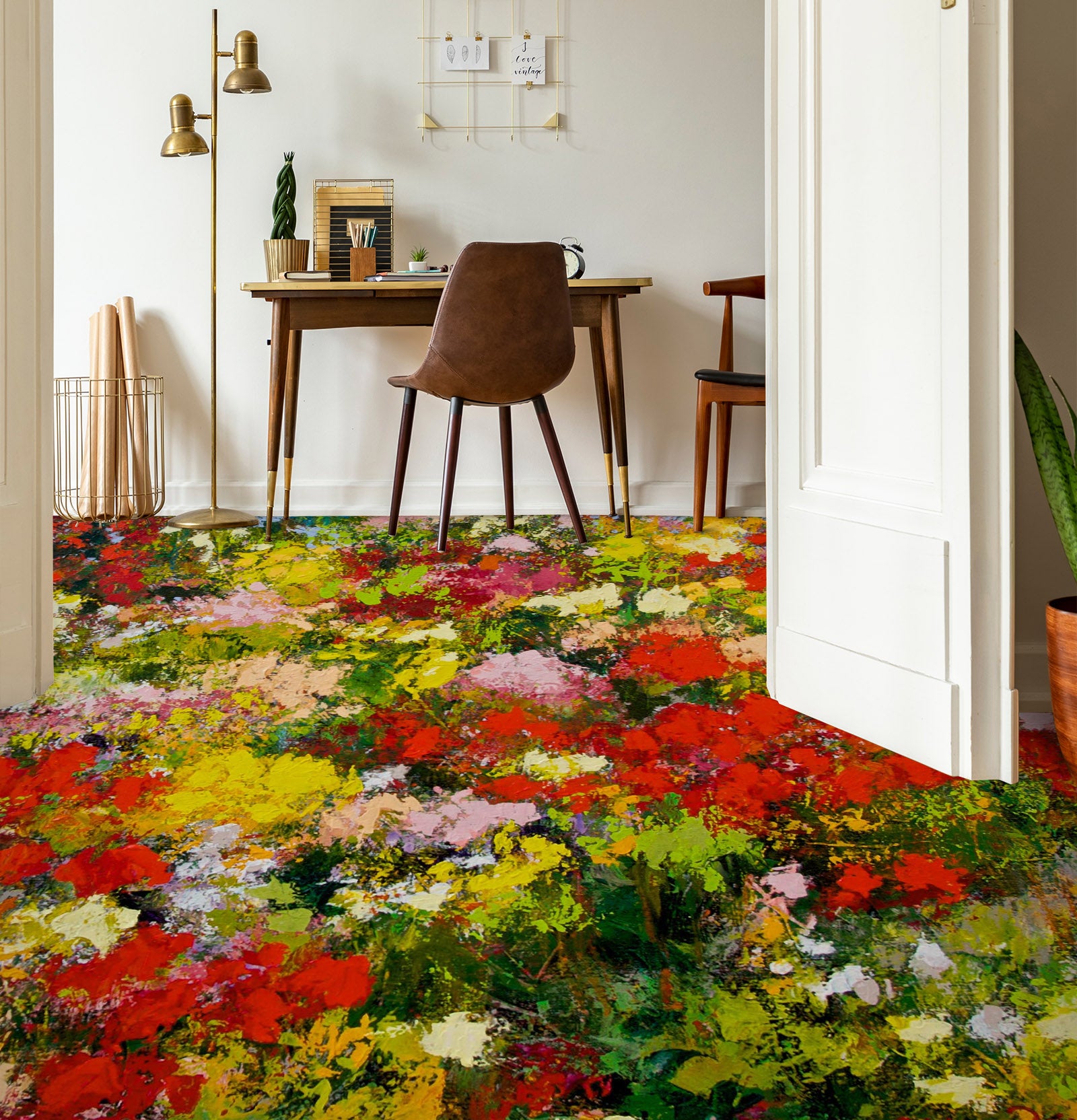 3D Flower Bush Painting 9928 Allan P. Friedlander Floor Mural
