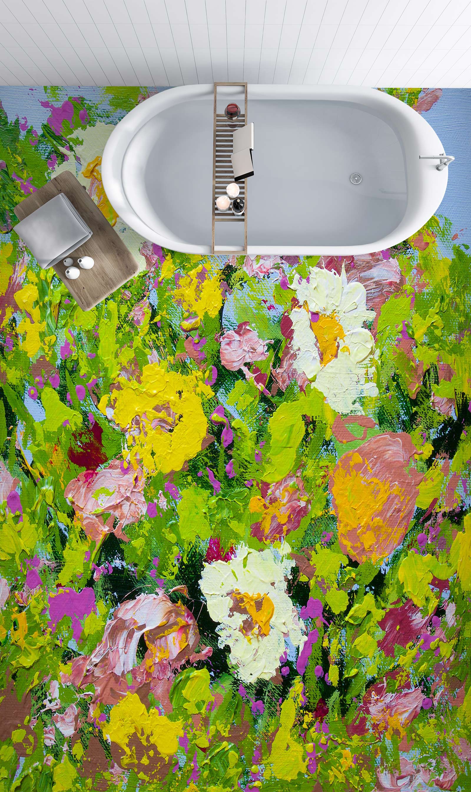 3D Oil Painting Colorful Flowers 96108 Allan P. Friedlander Floor Mural