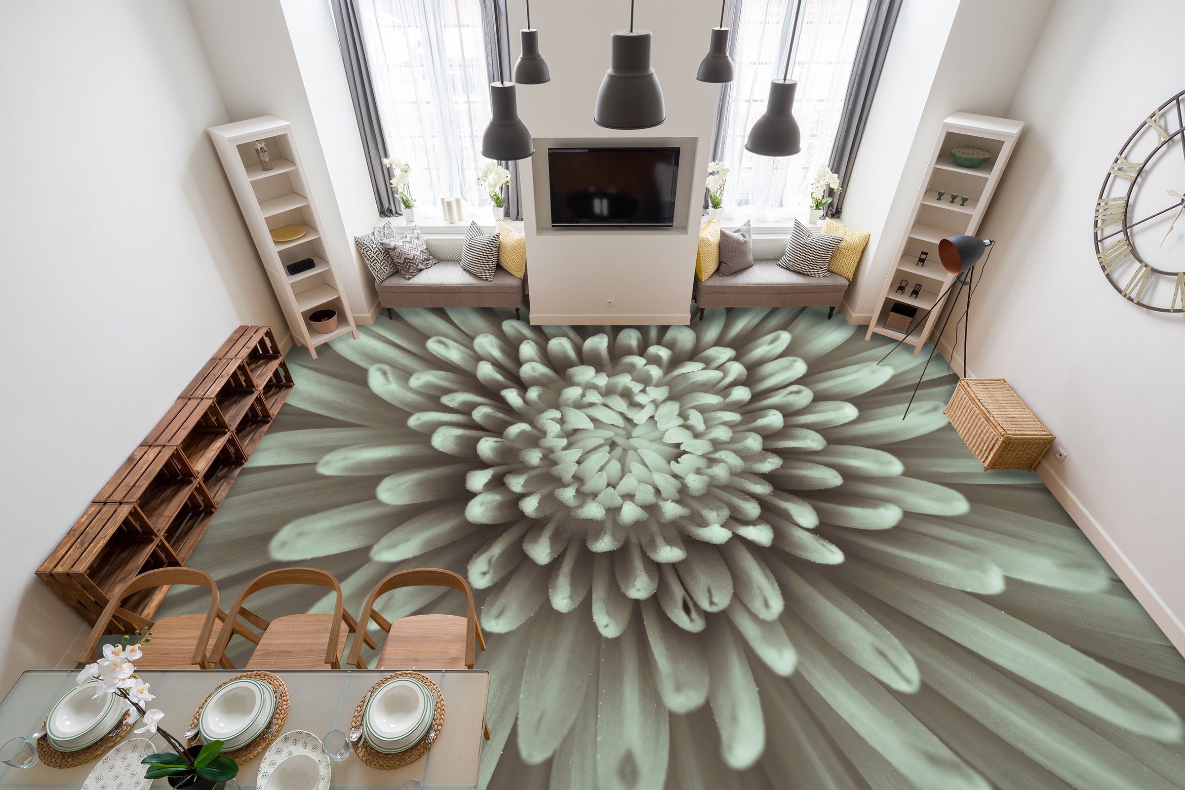 3D Chrysanthemum 98171 Adrian Chesterman Floor Mural