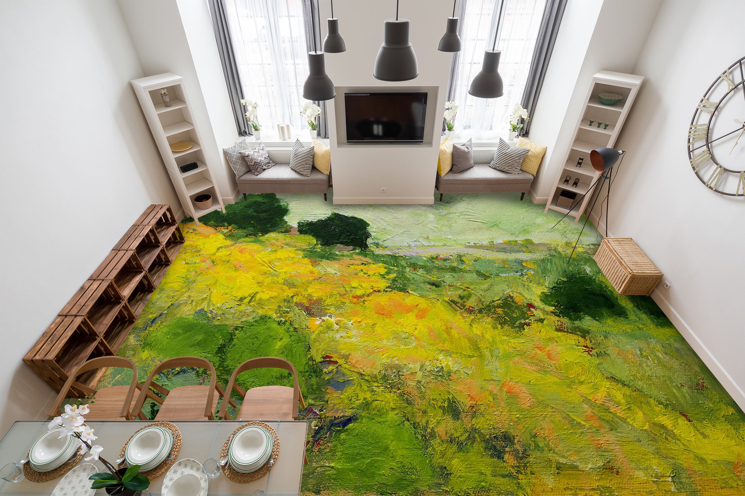 3D Green Grass Painting 9654 Allan P. Friedlander Floor Mural