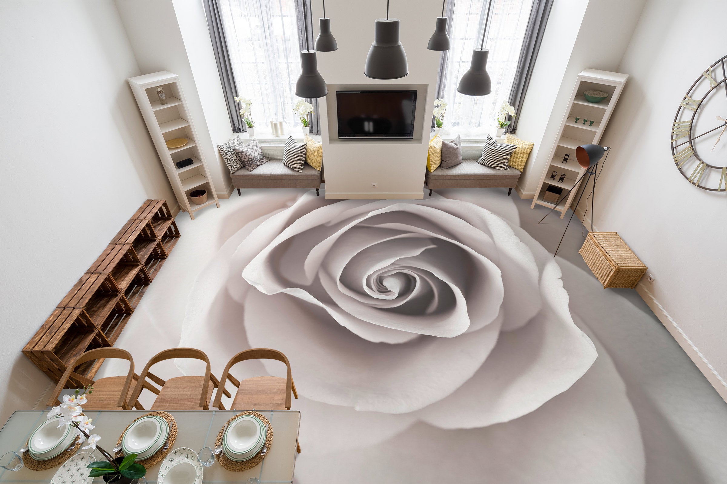 3D Rose Pattern 9844 Assaf Frank Floor Mural