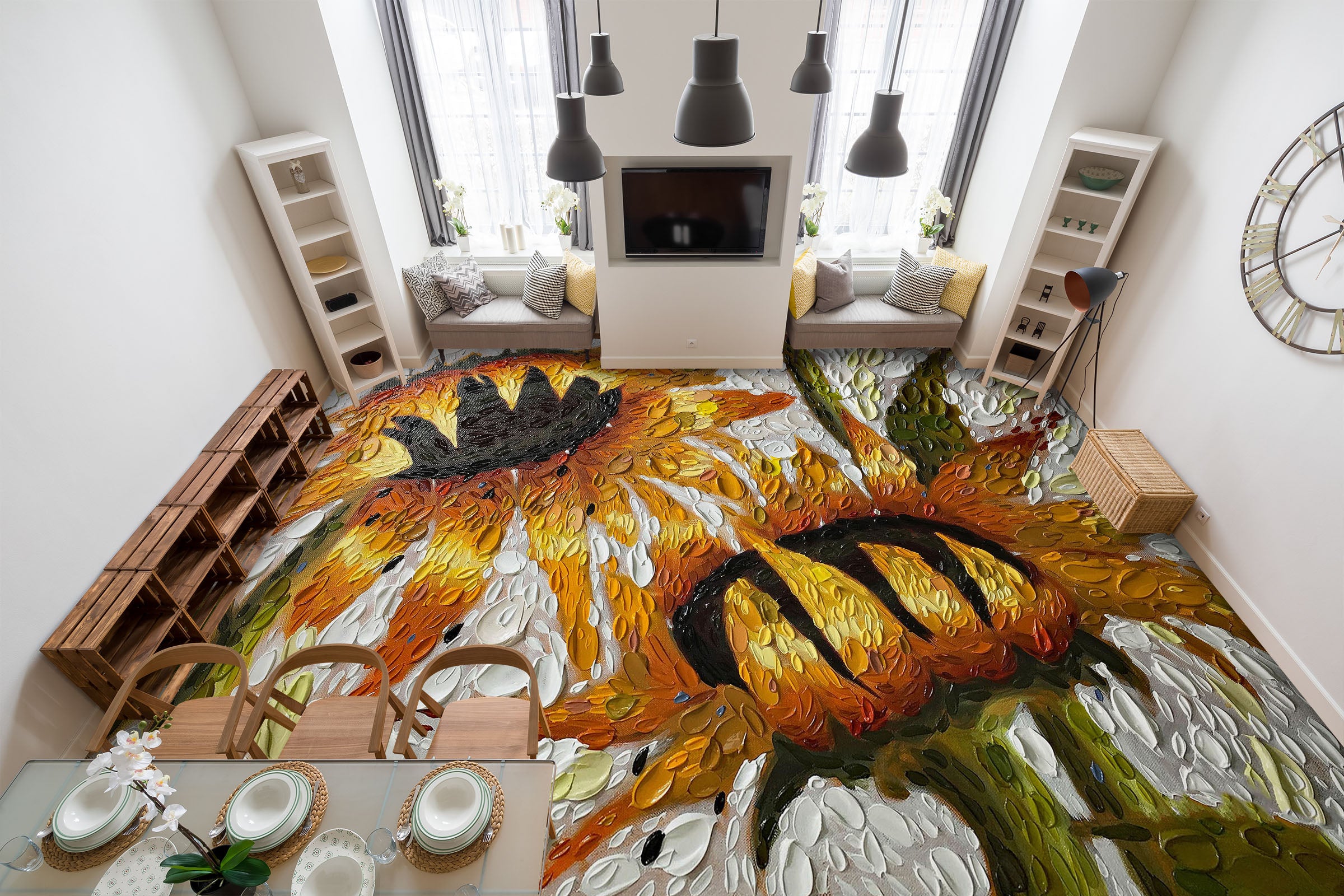 3D Sunflower 102170 Dena Tollefson Floor Mural