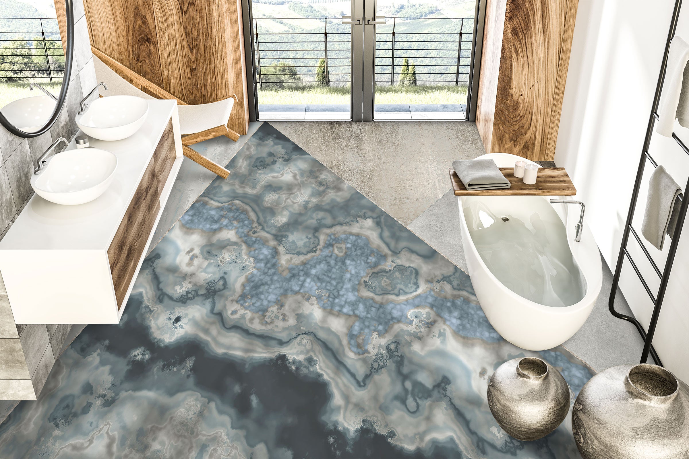 3D Triangular Marbling 102119 Andrea Haase Floor Mural