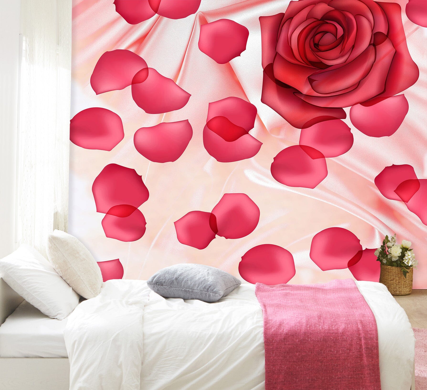 3D Pink Rose 1701 Wall Murals Wallpaper AJ Wallpaper 2 