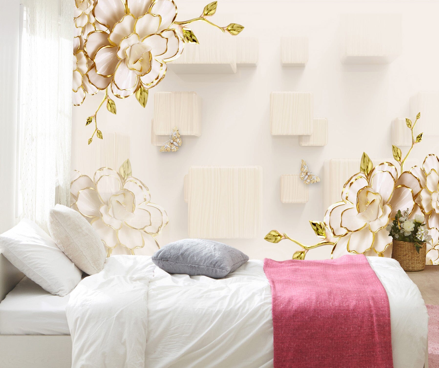 3D Flower Pattern 1604 Wall Murals Wallpaper AJ Wallpaper 2 