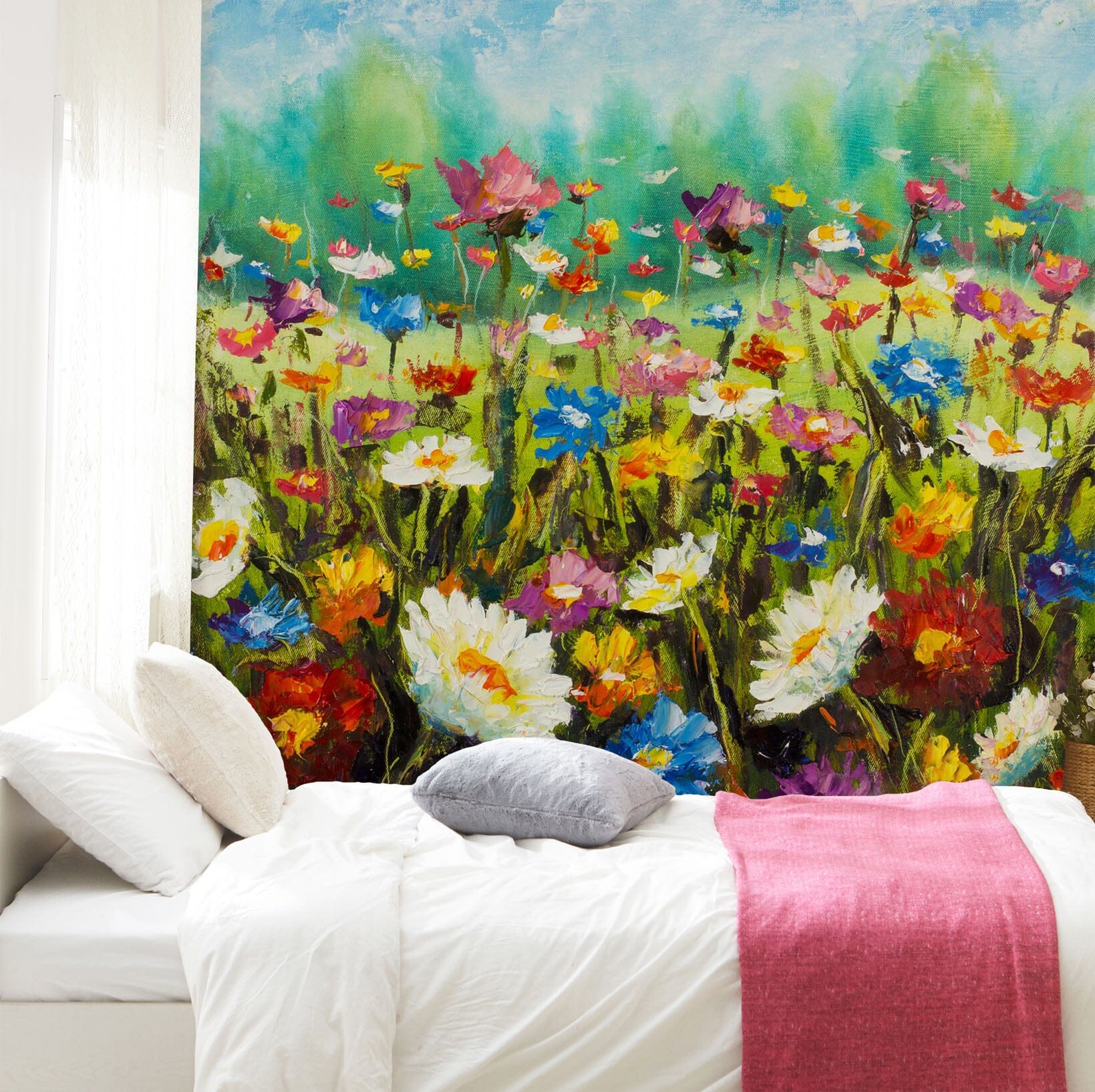 3D Oil Painting Daisy 029 Wall Murals Wallpaper AJ Wallpaper 2 