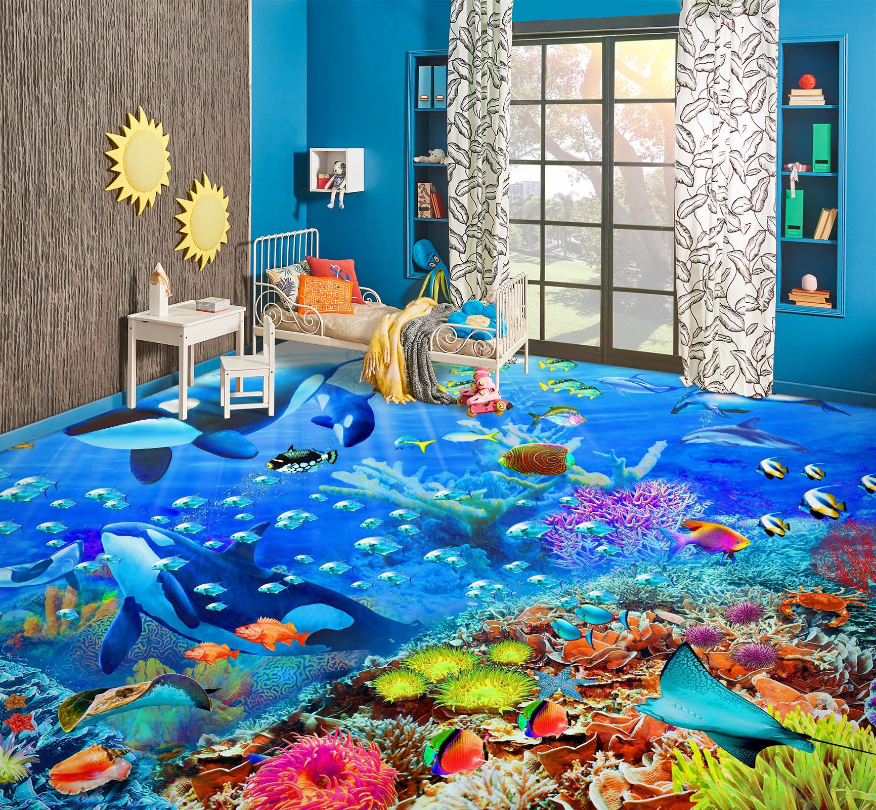 3D Seabed Coral Fish 98165 Adrian Chesterman Floor Mural