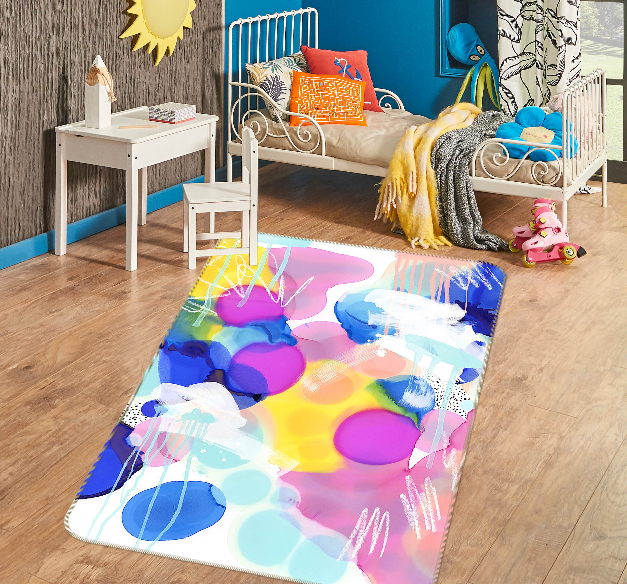 3D Color Circle Pattern 65014 Non Slip Rug Mat