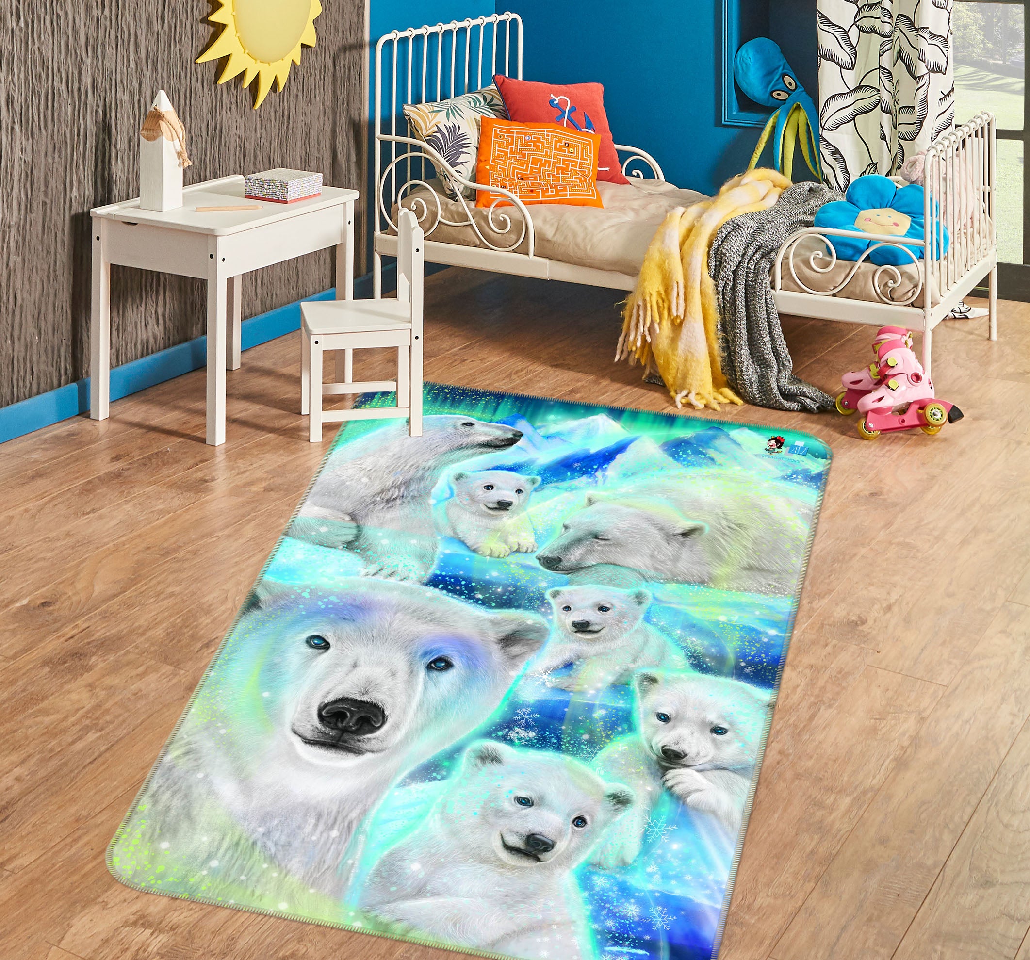 3D White Polar Bear 8534 Sheena Pike Rug Non Slip Rug Mat