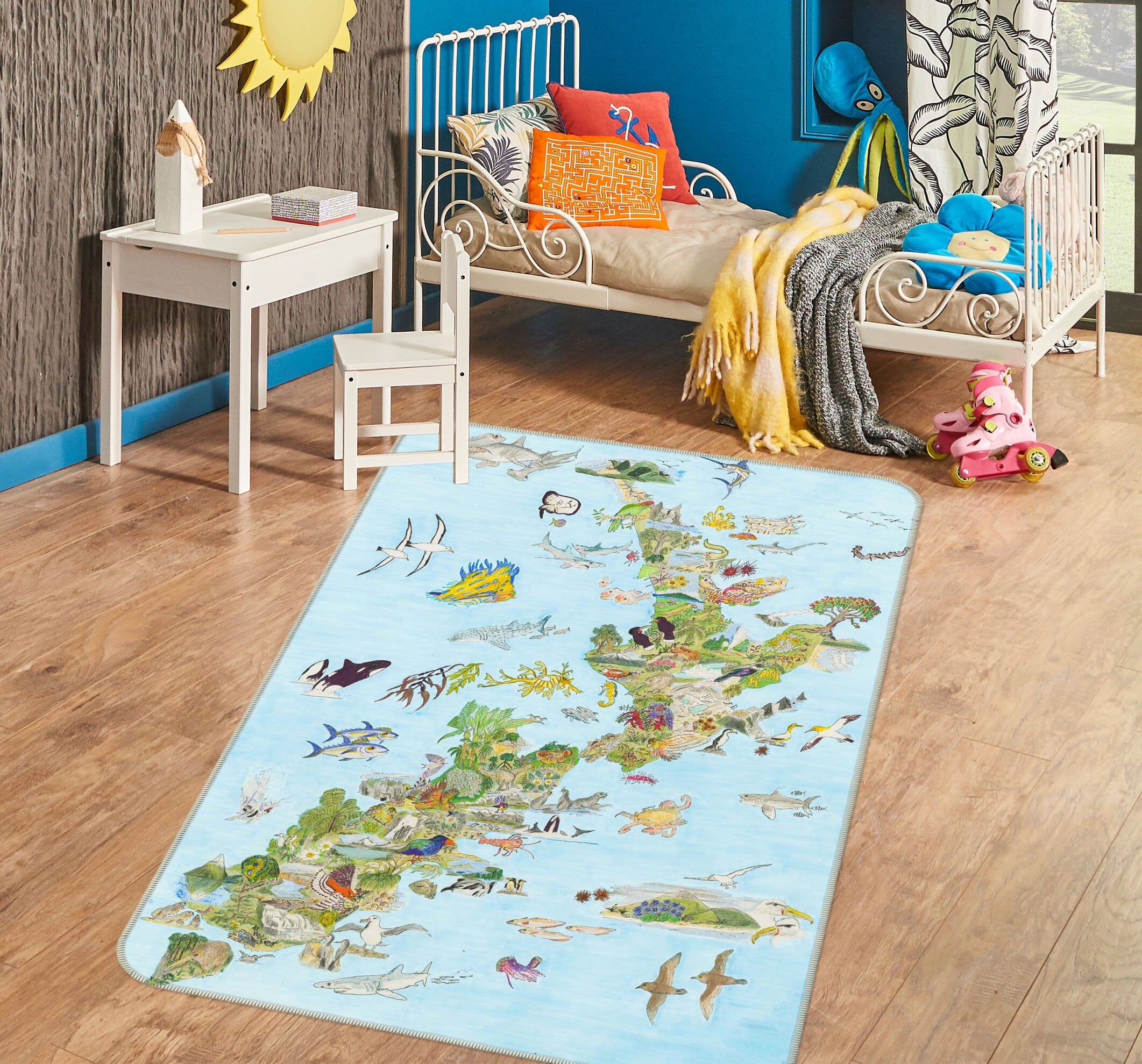 3D Animal Atlas 1517 Michael Sewell Rug Non Slip Rug Mat Mat AJ Creativity Home 