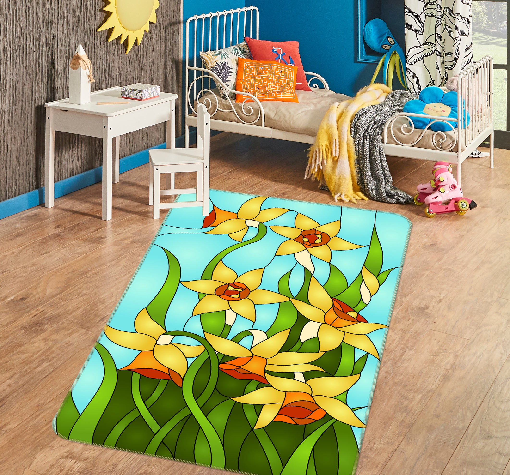 3D Yellow Flowers  33047 Non Slip Rug Mat