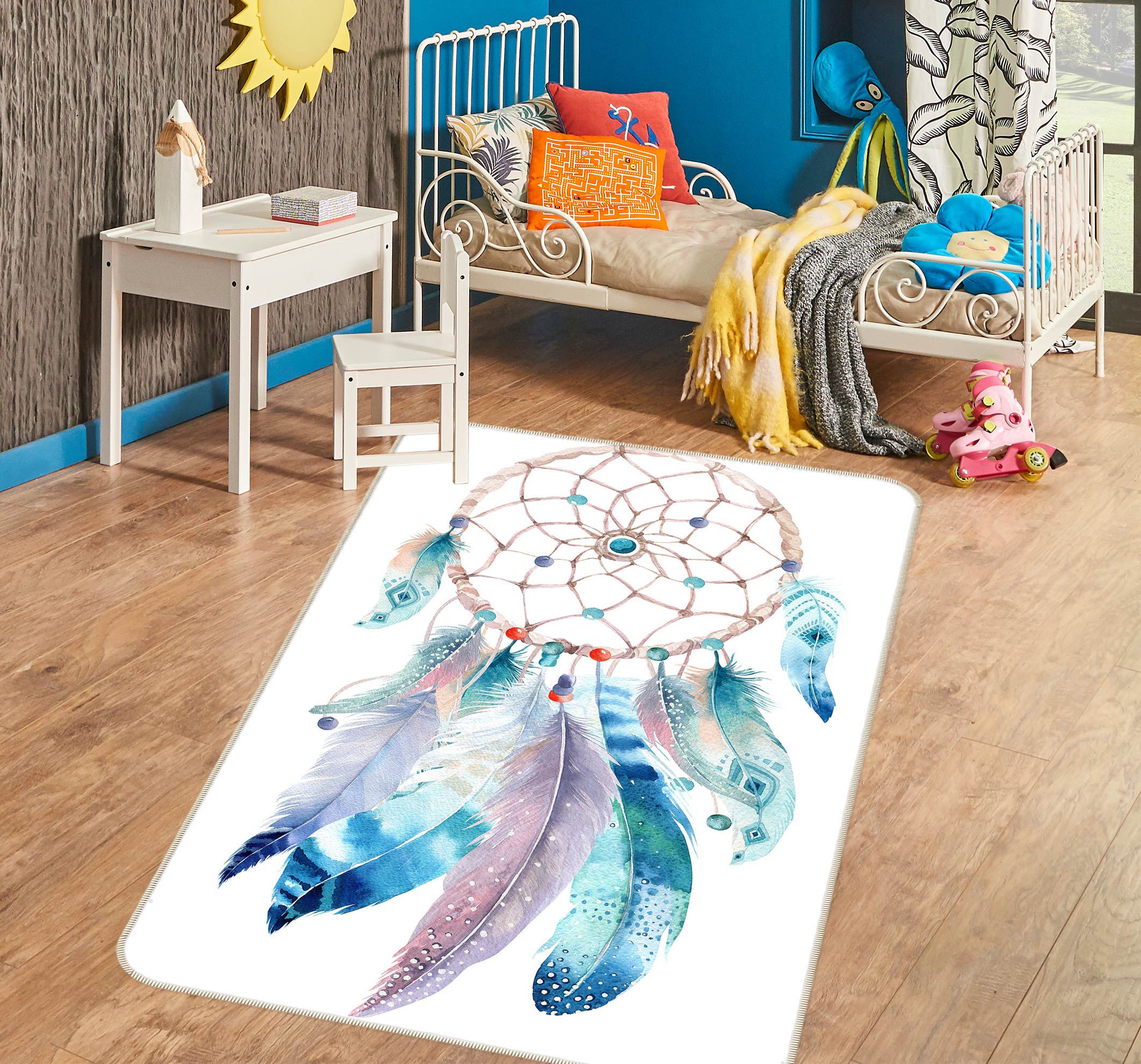 3D Feather Dream Catcher 37126 Non Slip Rug Mat
