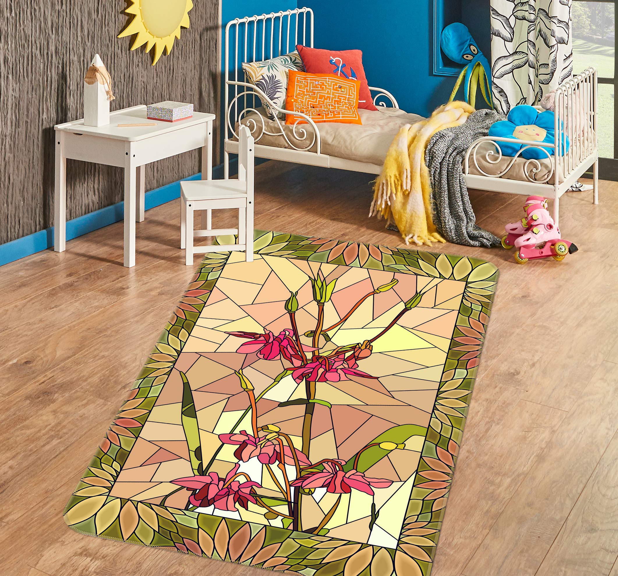 3D Brown Pattern 33080 Non Slip Rug Mat
