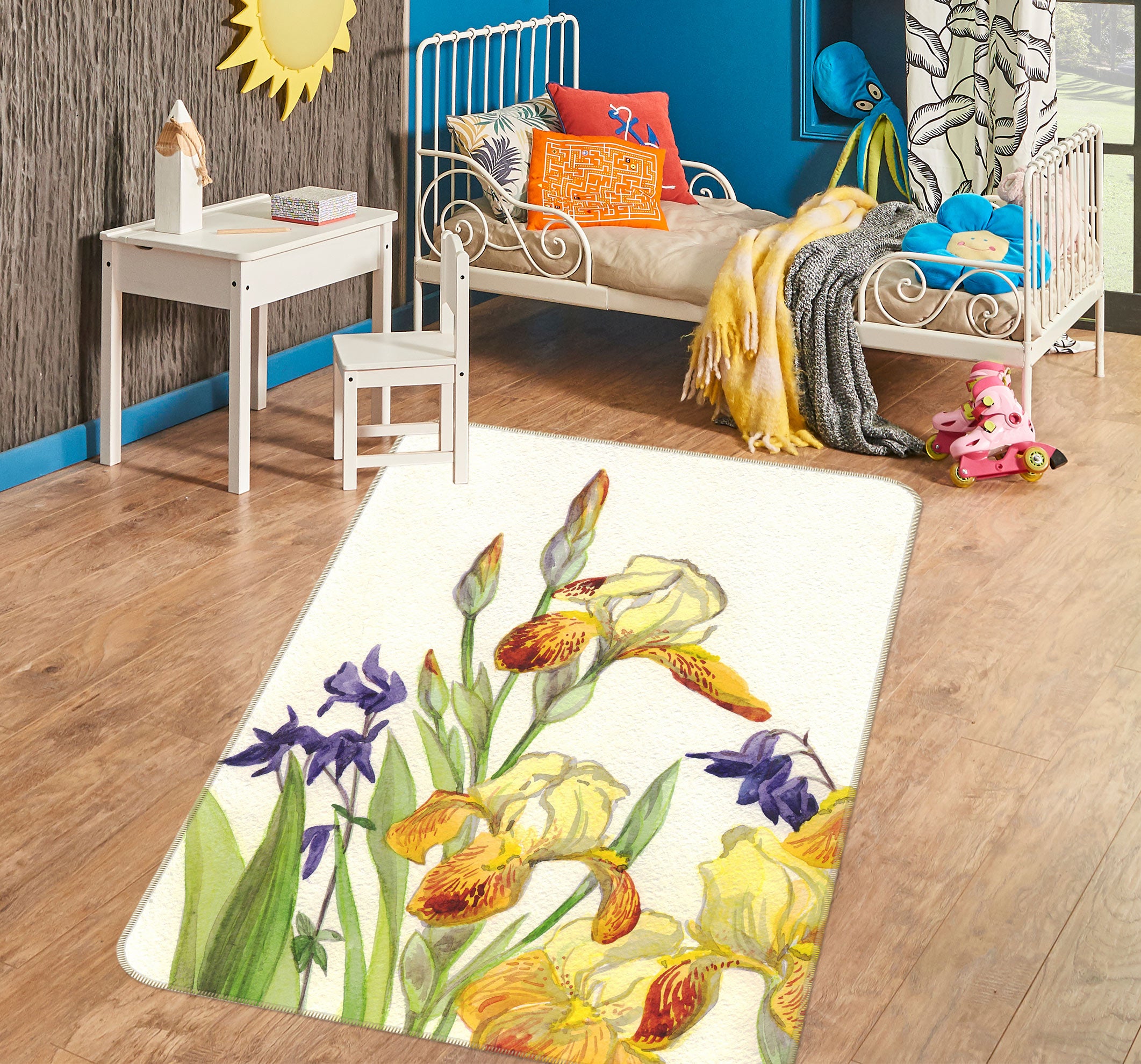 3D Flowers Pattern 33059 Non Slip Rug Mat