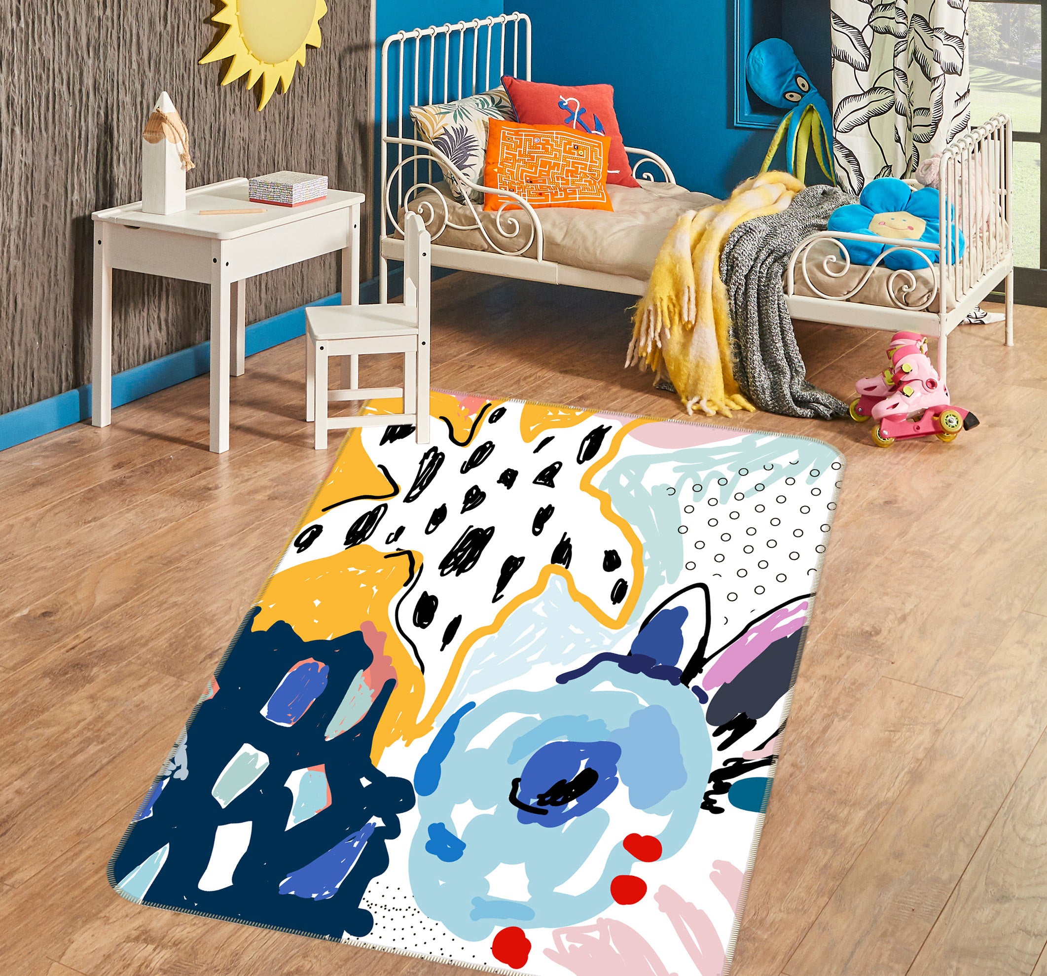 3D Pattern Flower 33088 Non Slip Rug Mat
