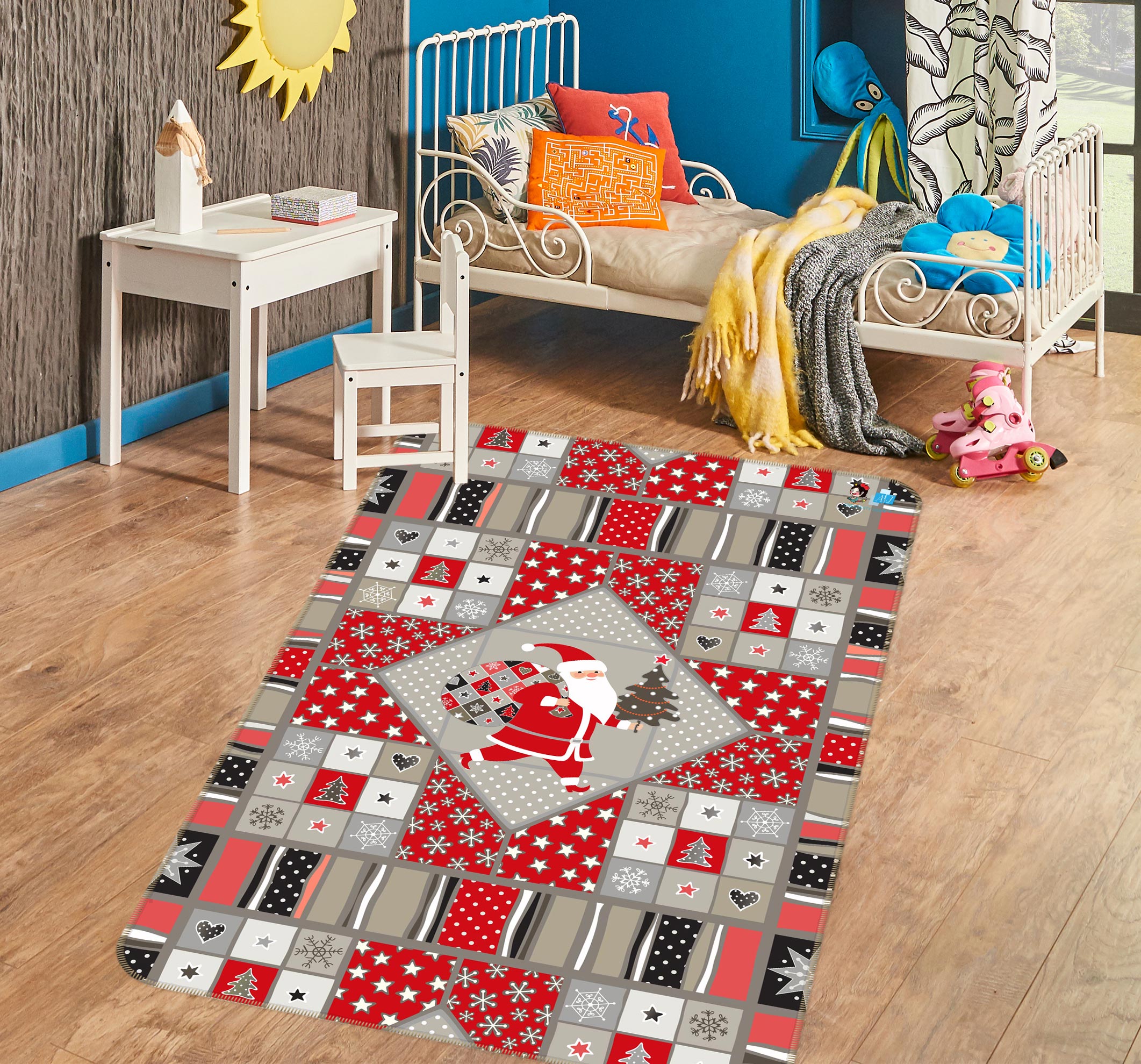 3D Santa Claus Pattern 55050 Christmas Non Slip Rug Mat Xmas